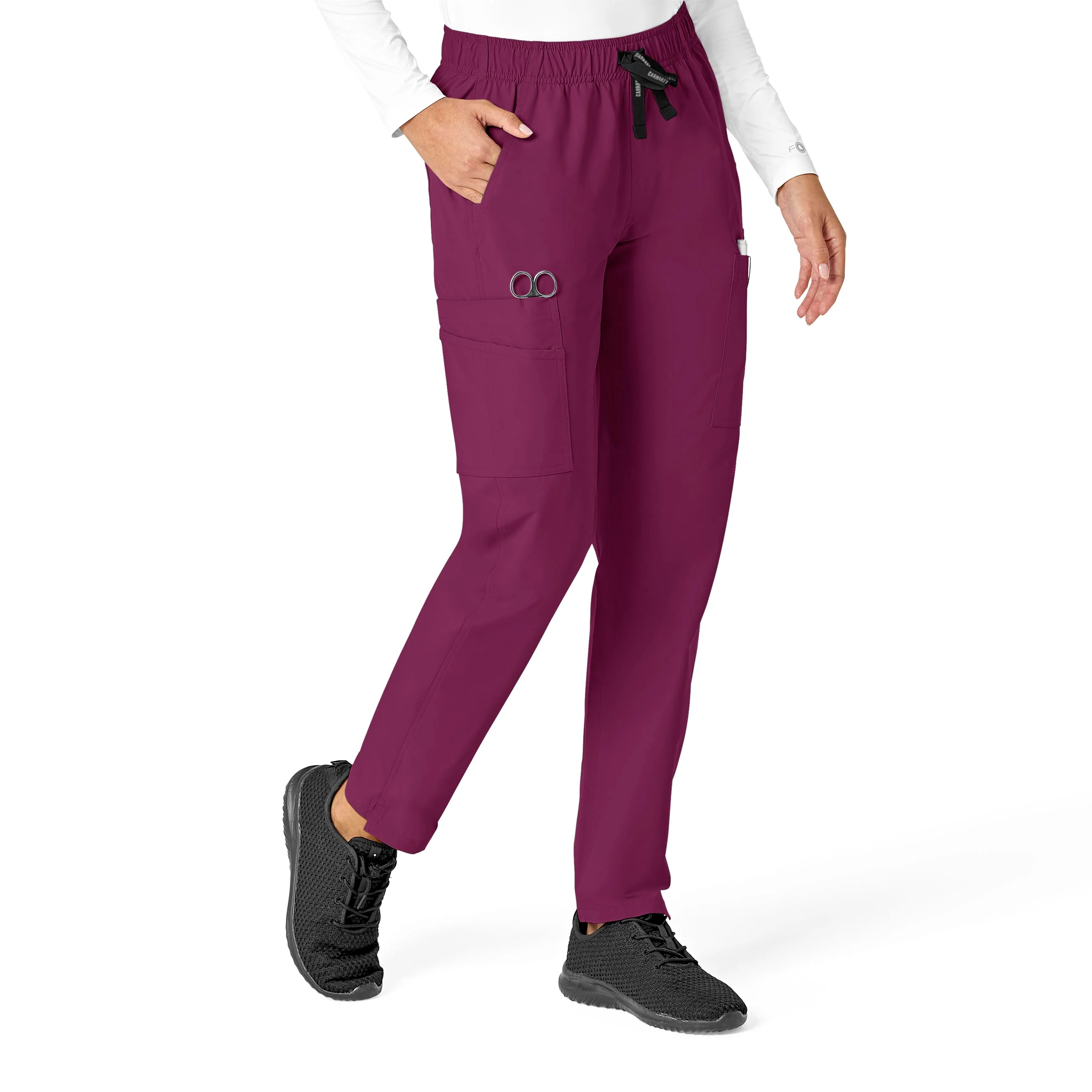 Carhartt Force Essentials Women's Straight Leg Scrub Pant - Wine - Image 3