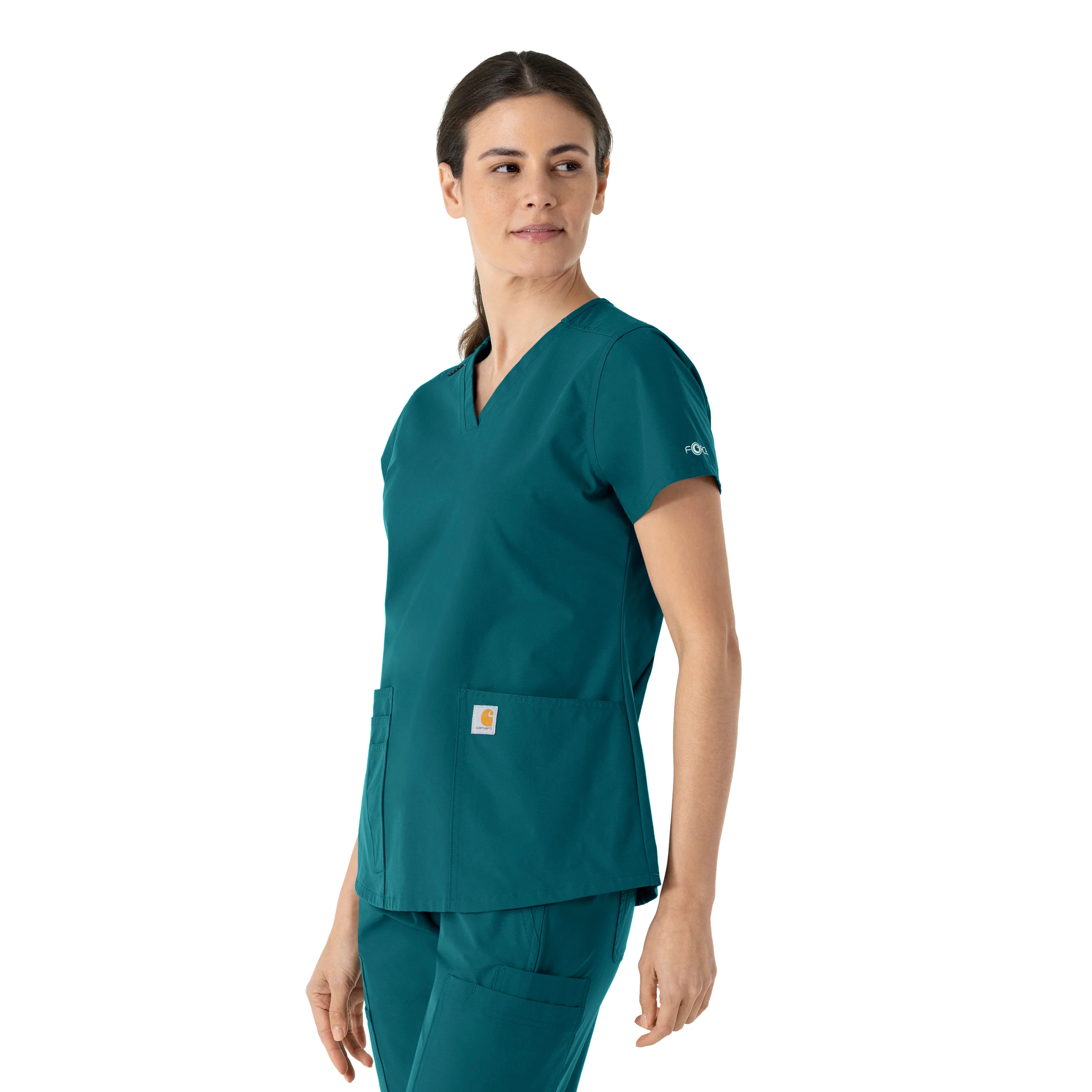 Carhartt Force Essentials Women's V-Neck Scrub Top - Caribbean Blue - Image 4