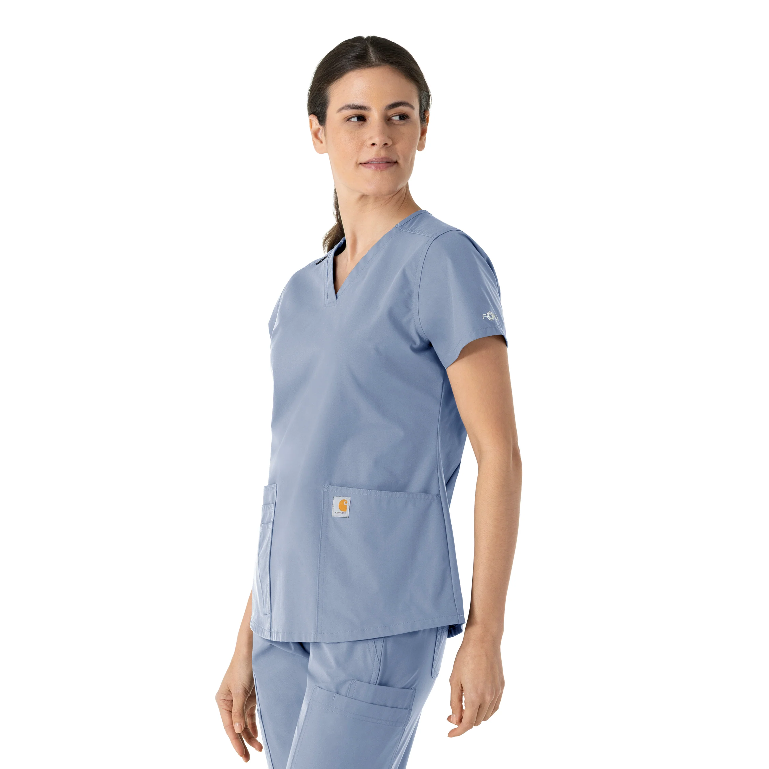 Carhartt Force Essentials Women's V-Neck Scrub Top - Ceil Blue - Image 4