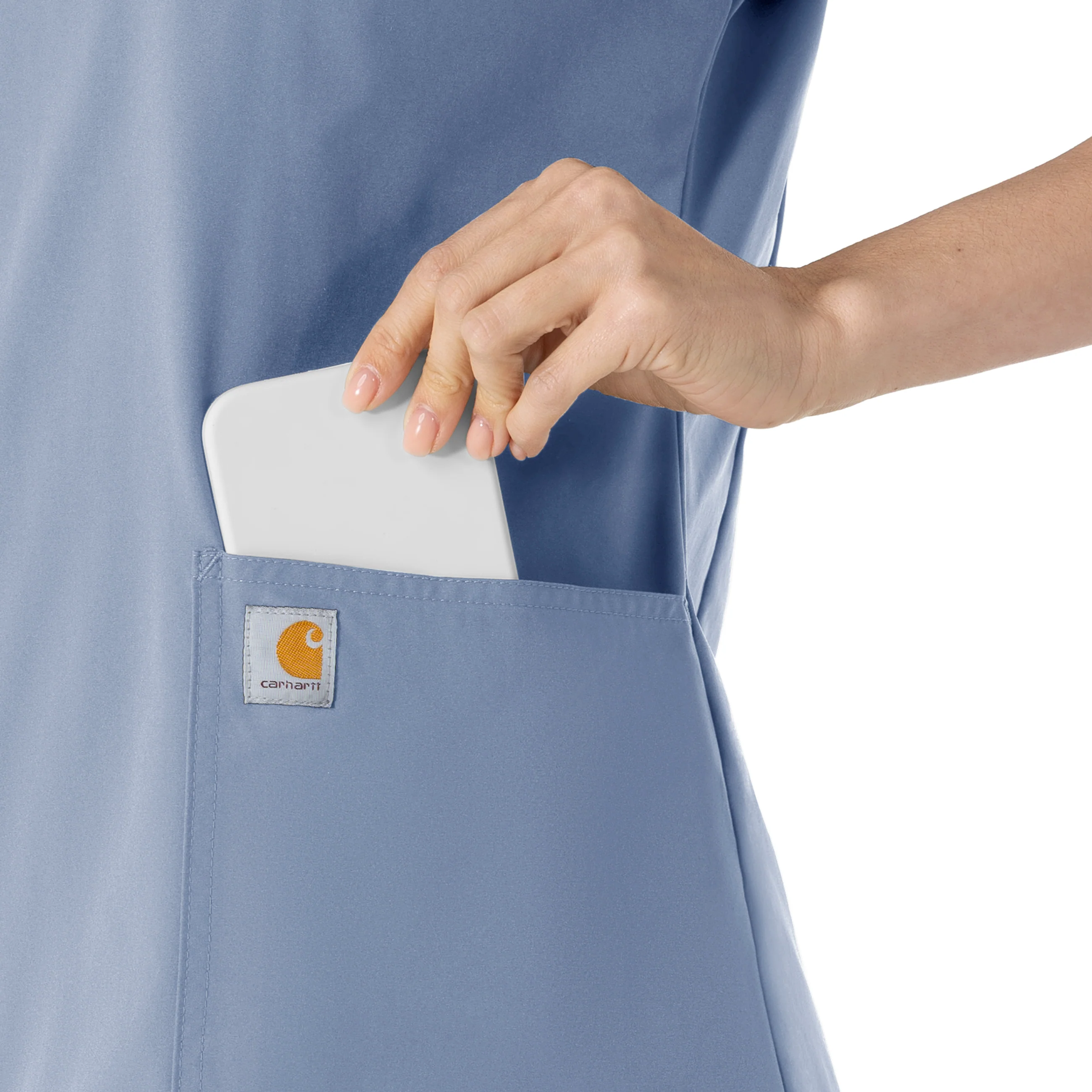 Carhartt Force Essentials Women's V-Neck Scrub Top - Ceil Blue - Image 5
