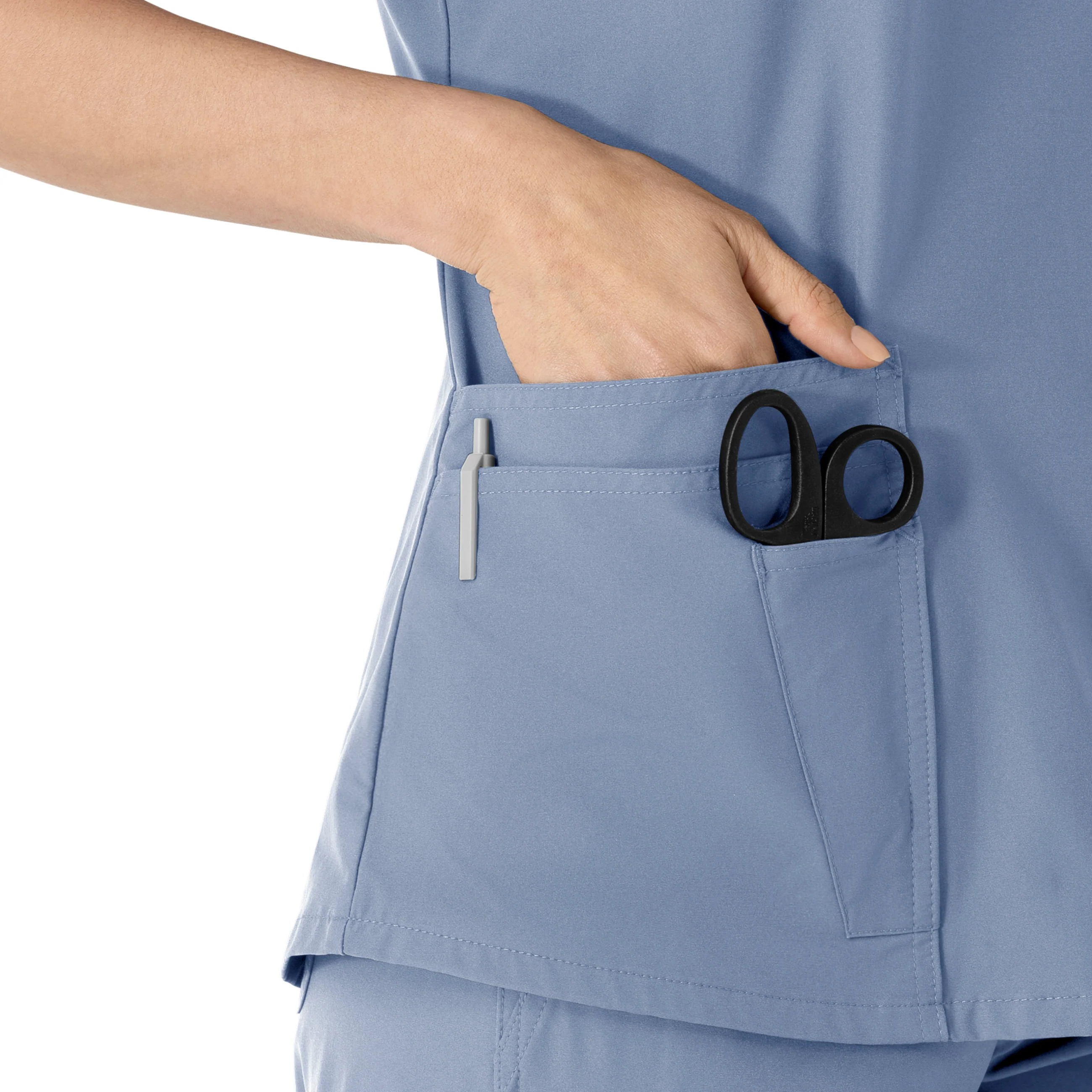 Carhartt Force Essentials Women's V-Neck Scrub Top - Ceil Blue - Image 6