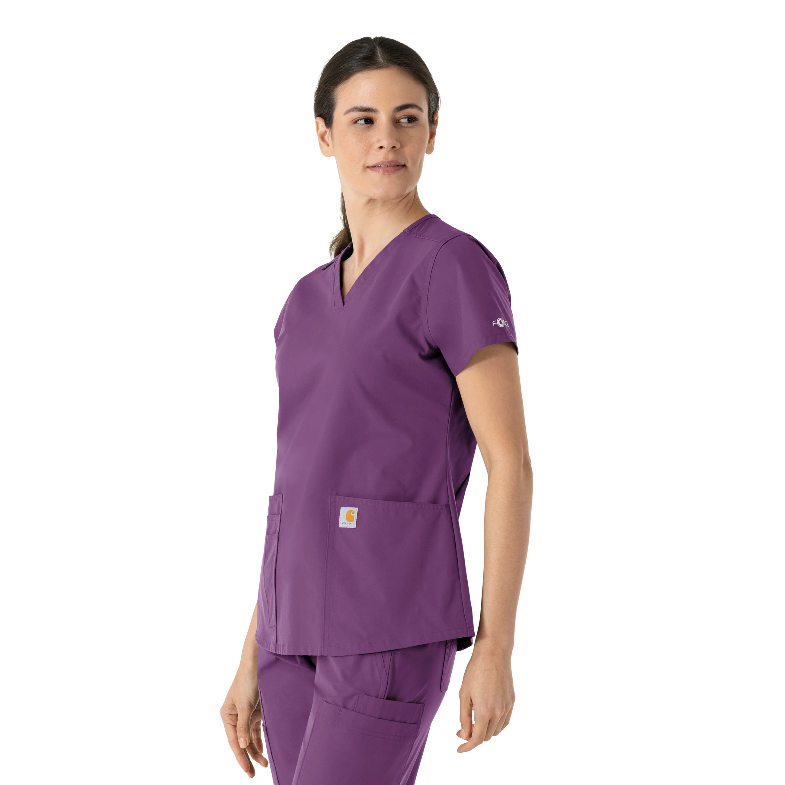 Carhartt Force Essentials Women's V-Neck Scrub Top - Eggplant - Image 4