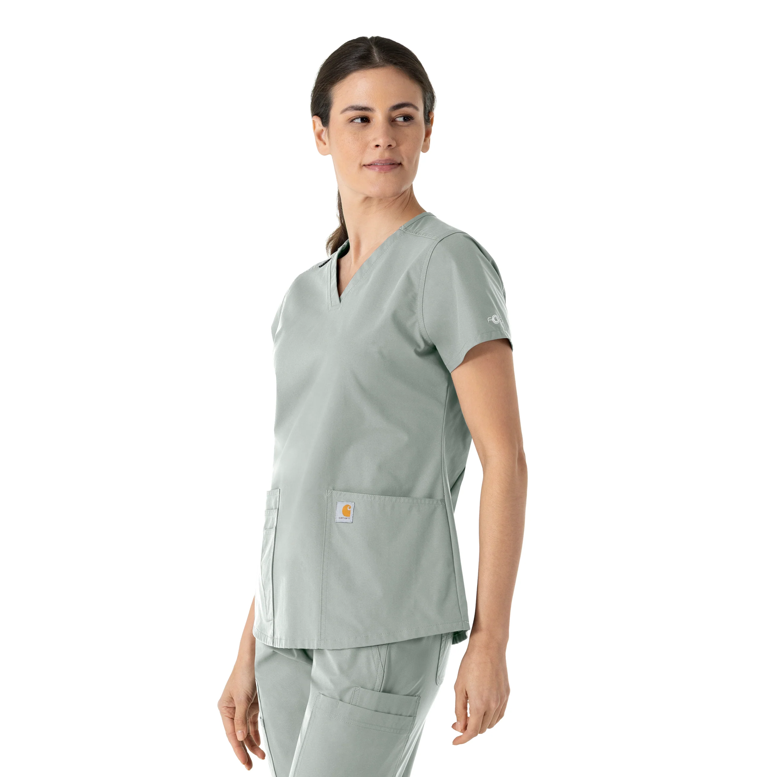 Carhartt Force Essentials Women's V-Neck Scrub Top - Grey - Image 4