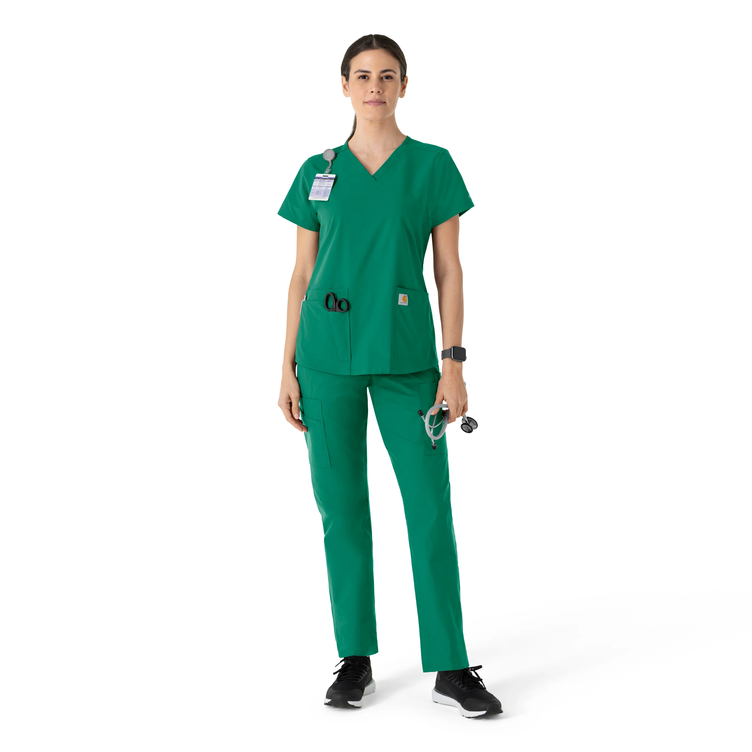 Carhartt Force Essentials Women's V-Neck Scrub Top - Hunter - Image 3
