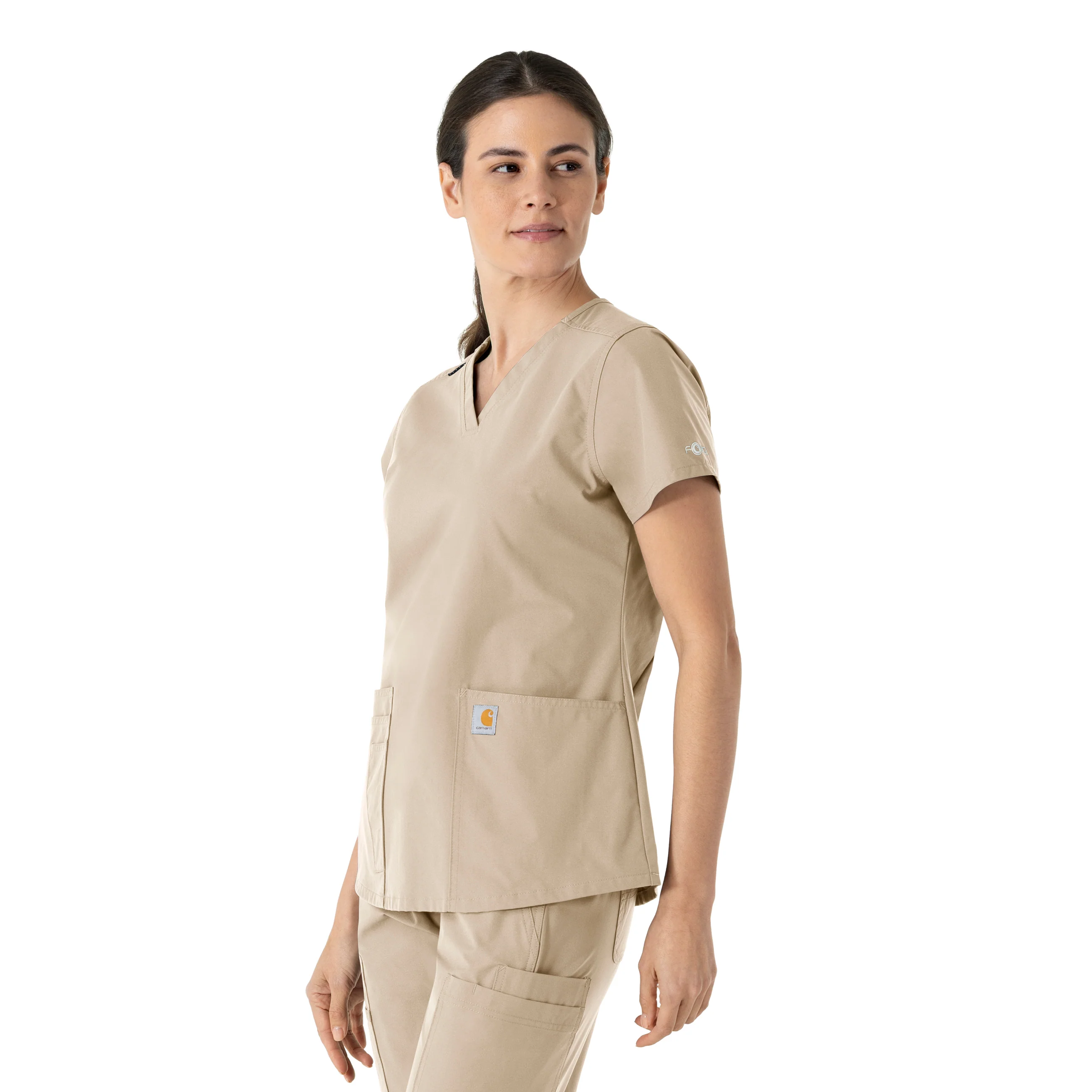 Carhartt Force Essentials Women's V-Neck Scrub Top - Khaki - Image 4