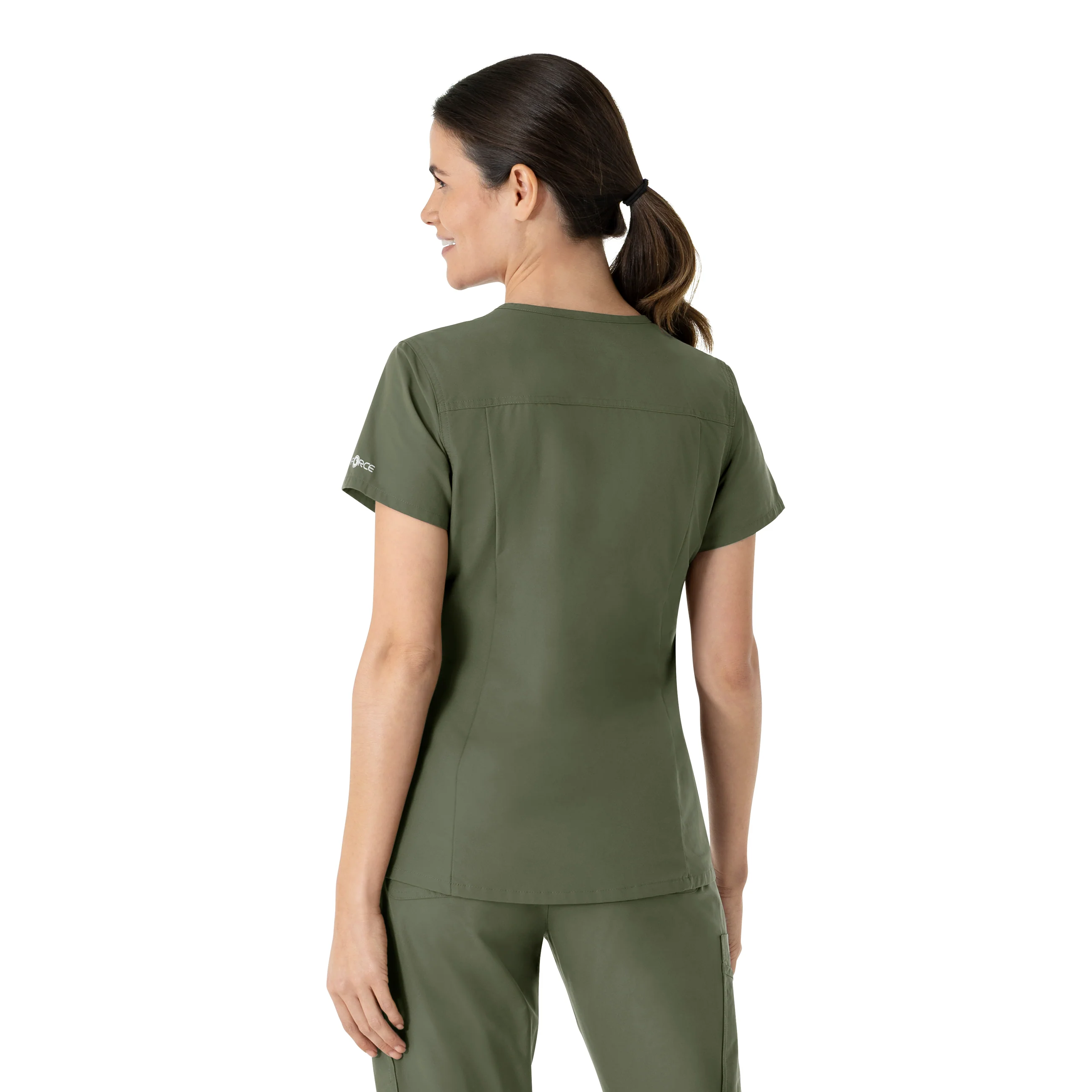 Carhartt Force Essentials Women's V-Neck Scrub Top - Olive - Image 2