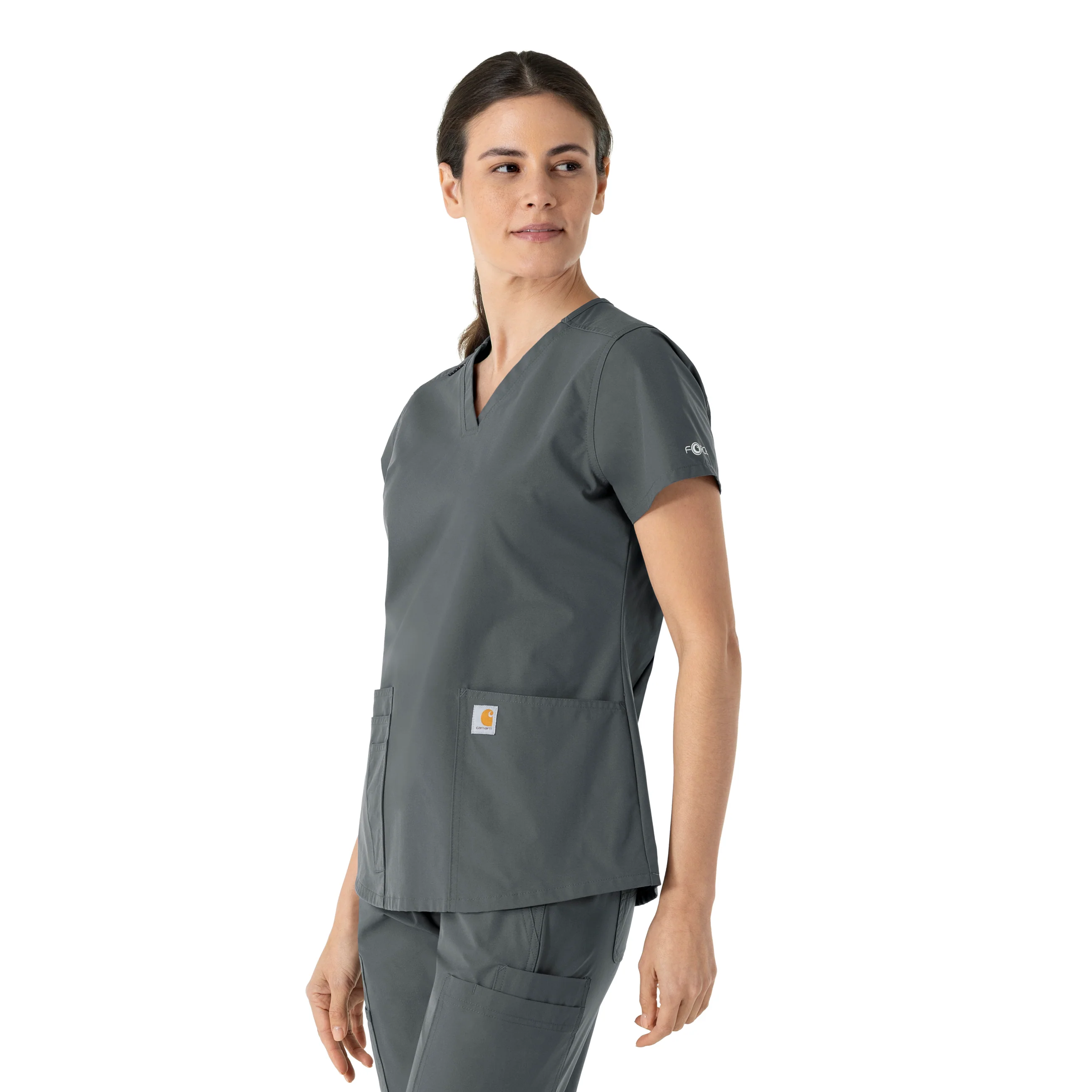 Carhartt Force Essentials Women's V-Neck Scrub Top - Pewter - Image 4