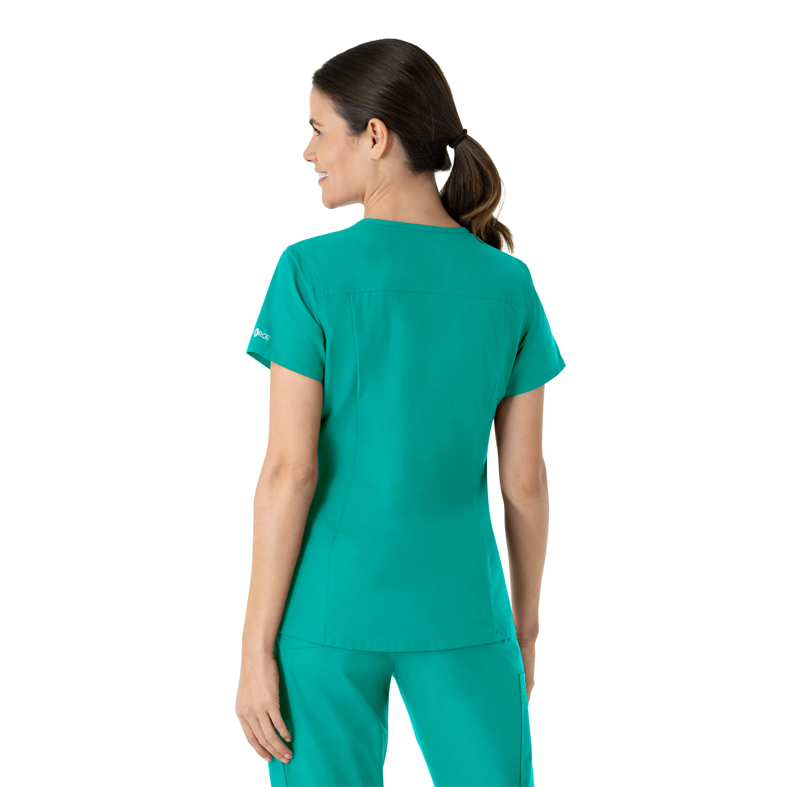 Carhartt Force Essentials Women's V-Neck Scrub Top - Teal Blue - Image 2