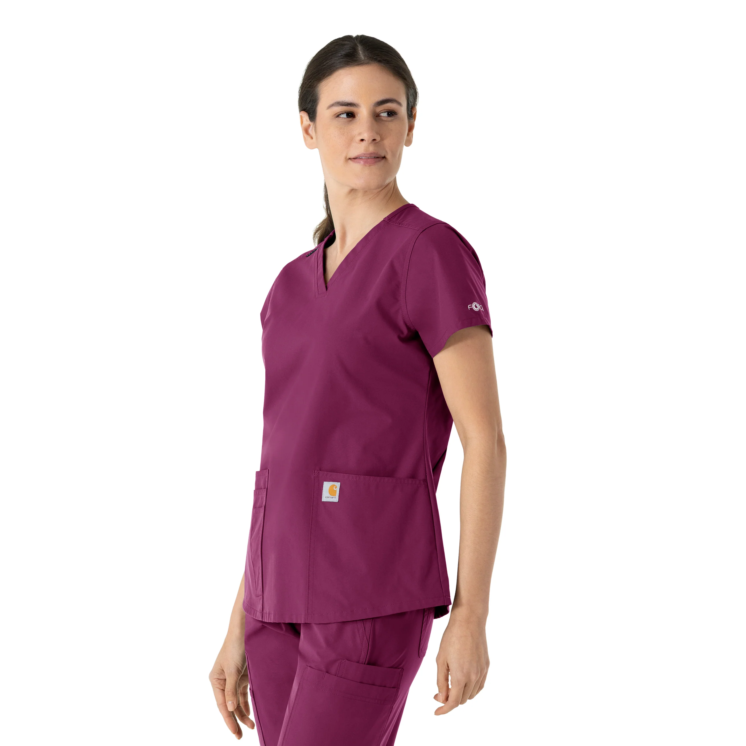 Carhartt Force Essentials Women's V-Neck Scrub Top - Wine - Image 4