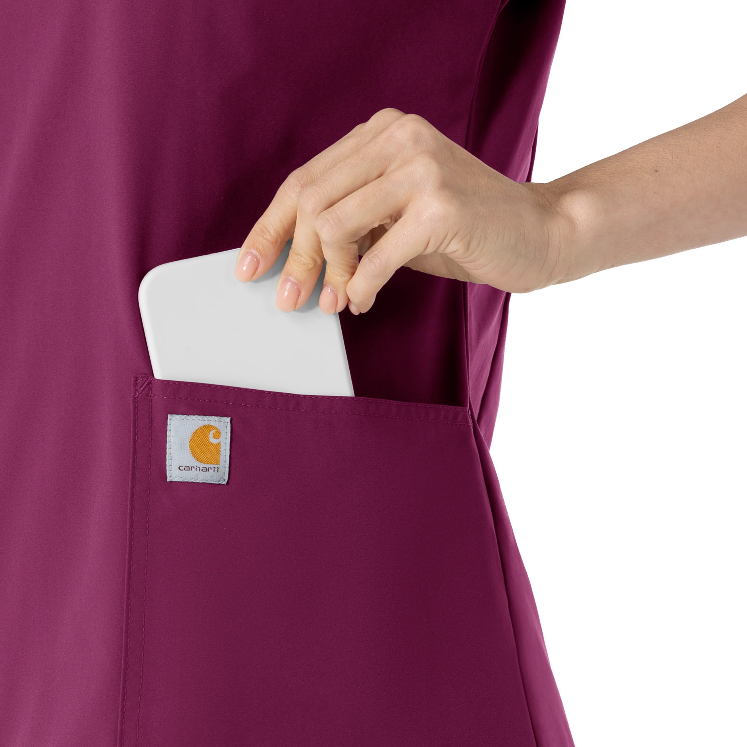 Carhartt Force Essentials Women's V-Neck Scrub Top - Wine - Image 5