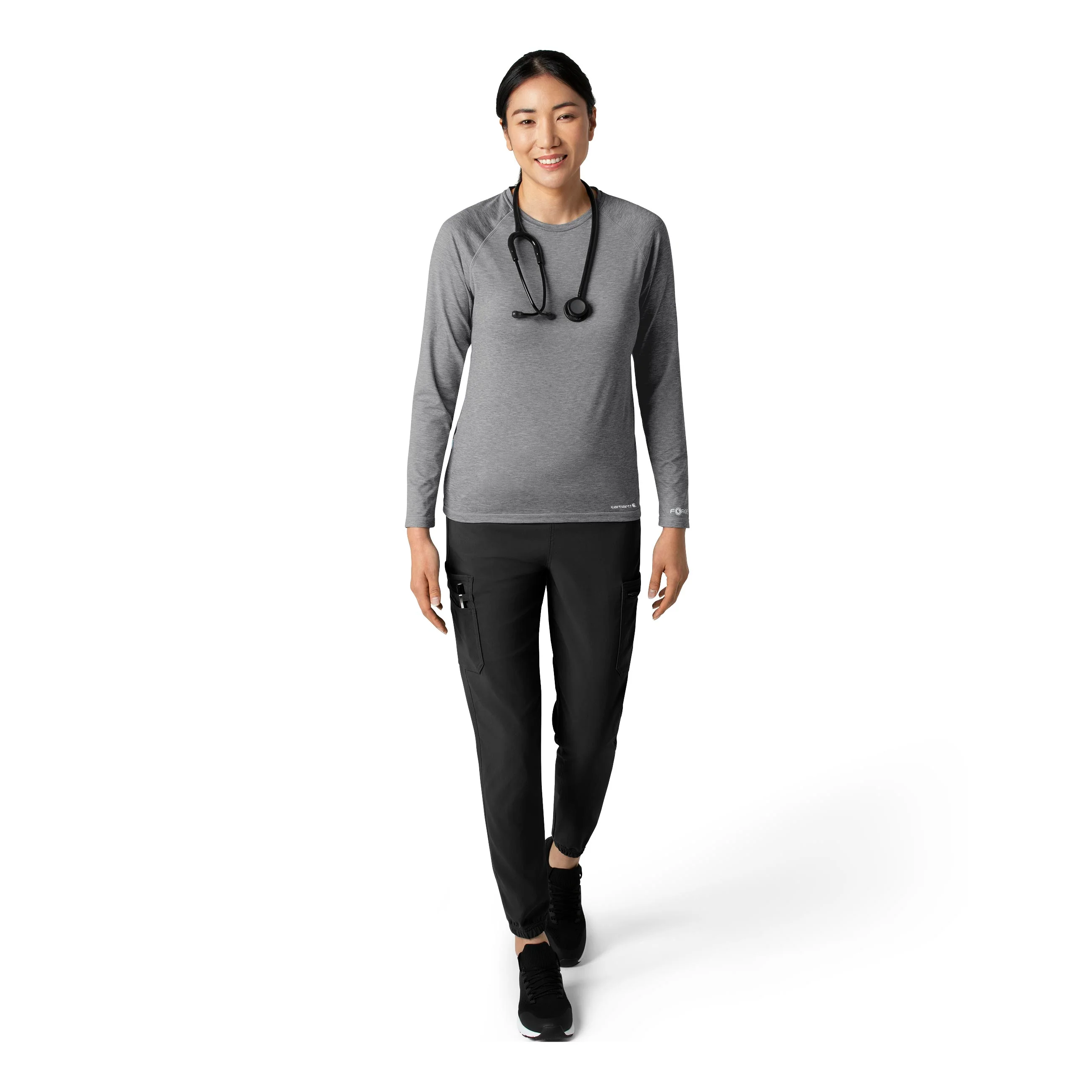 Carhartt Force Women's Performance Long Sleeve Tee - Grey Heather - Image 3