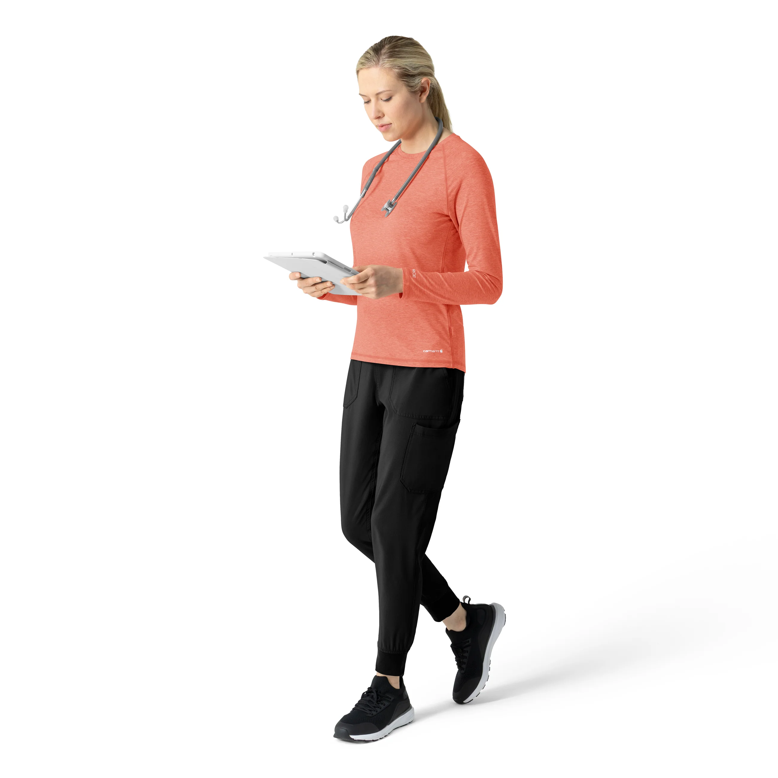 Carhartt Force Women's Performance Long Sleeve Tee - Dusty Cedar Heather - Image 3