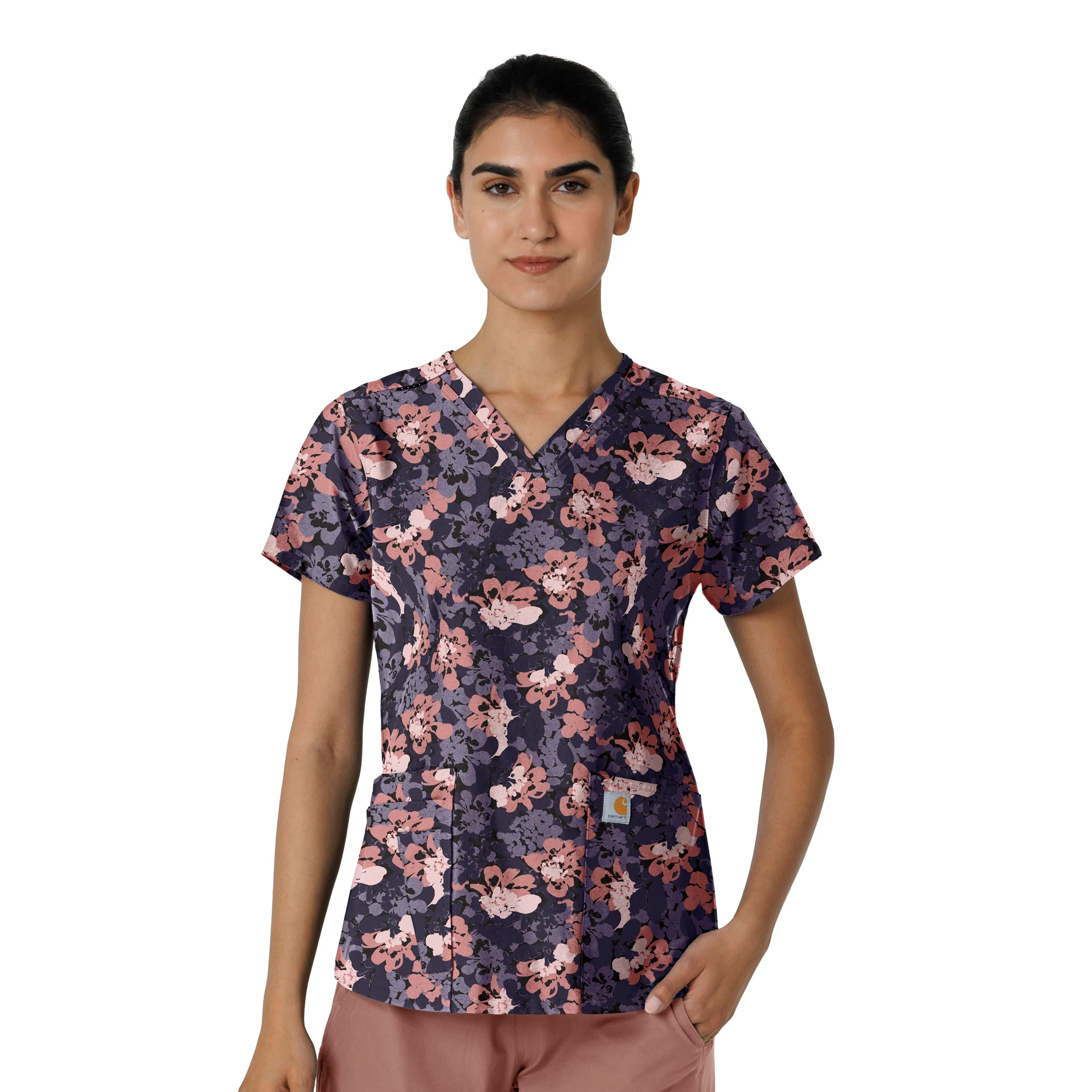 Carhartt Women's V-Neck Print Scrub Top - Floral Burst
