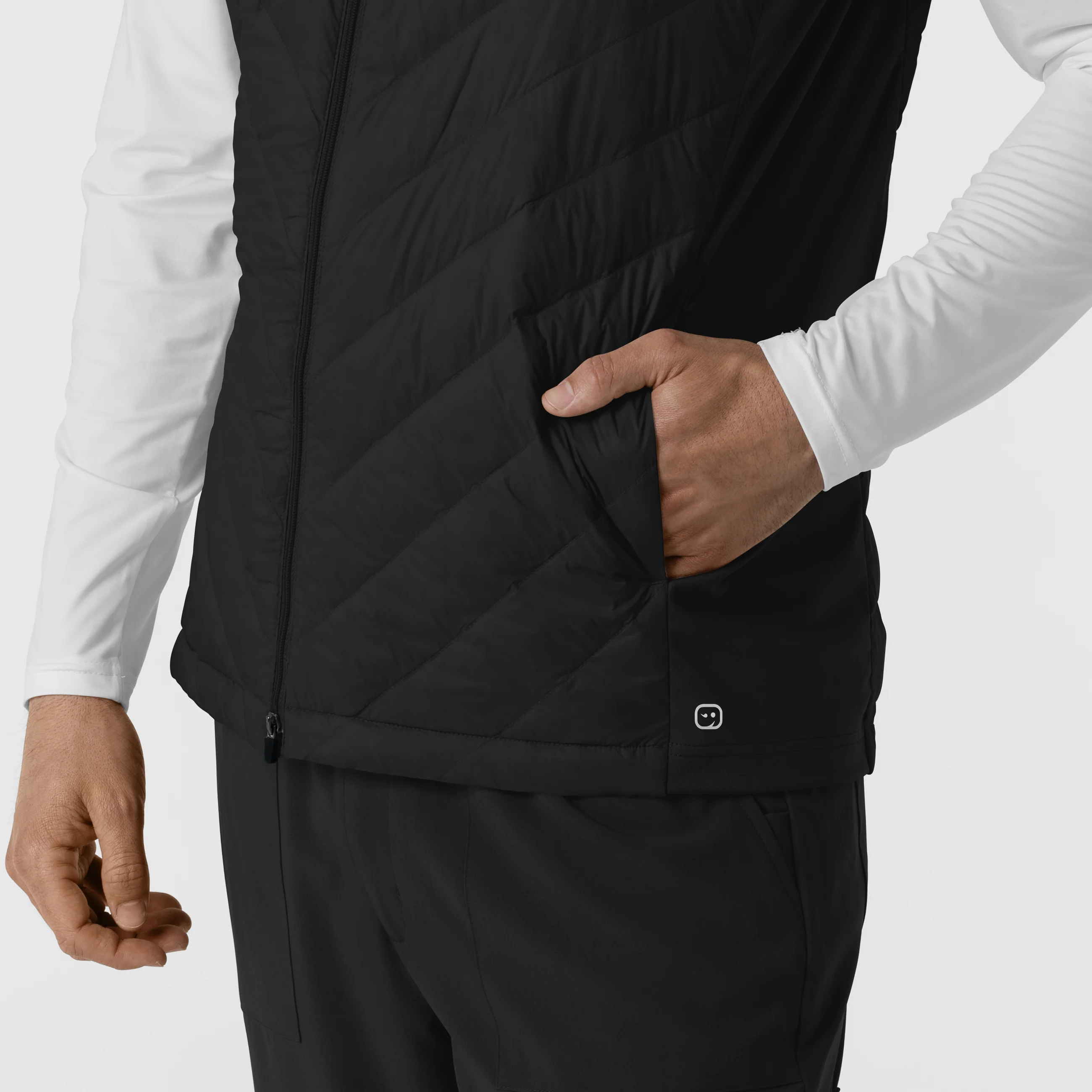 Men's Quilted Scrub Vest - Black - Image 10