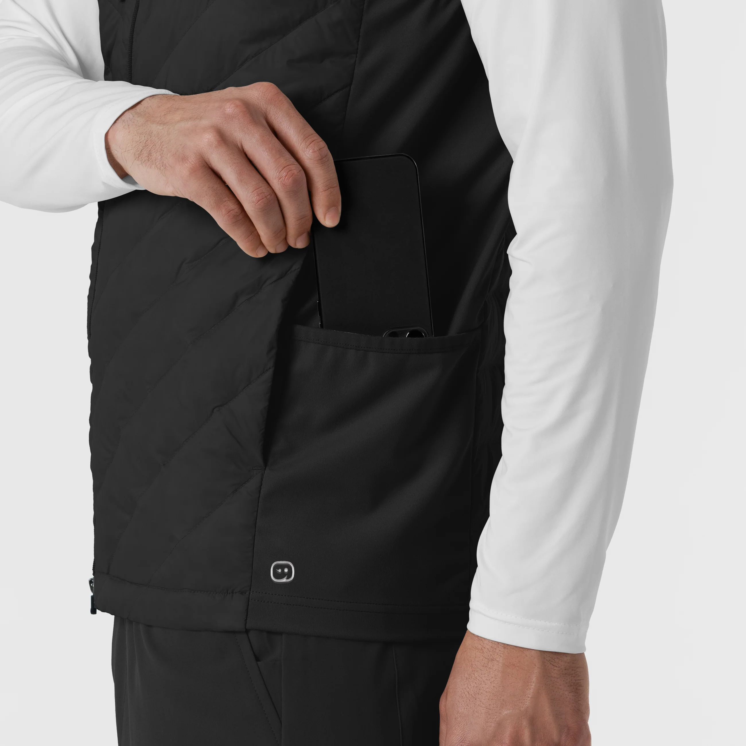 Men's Quilted Scrub Vest - Black - Image 11