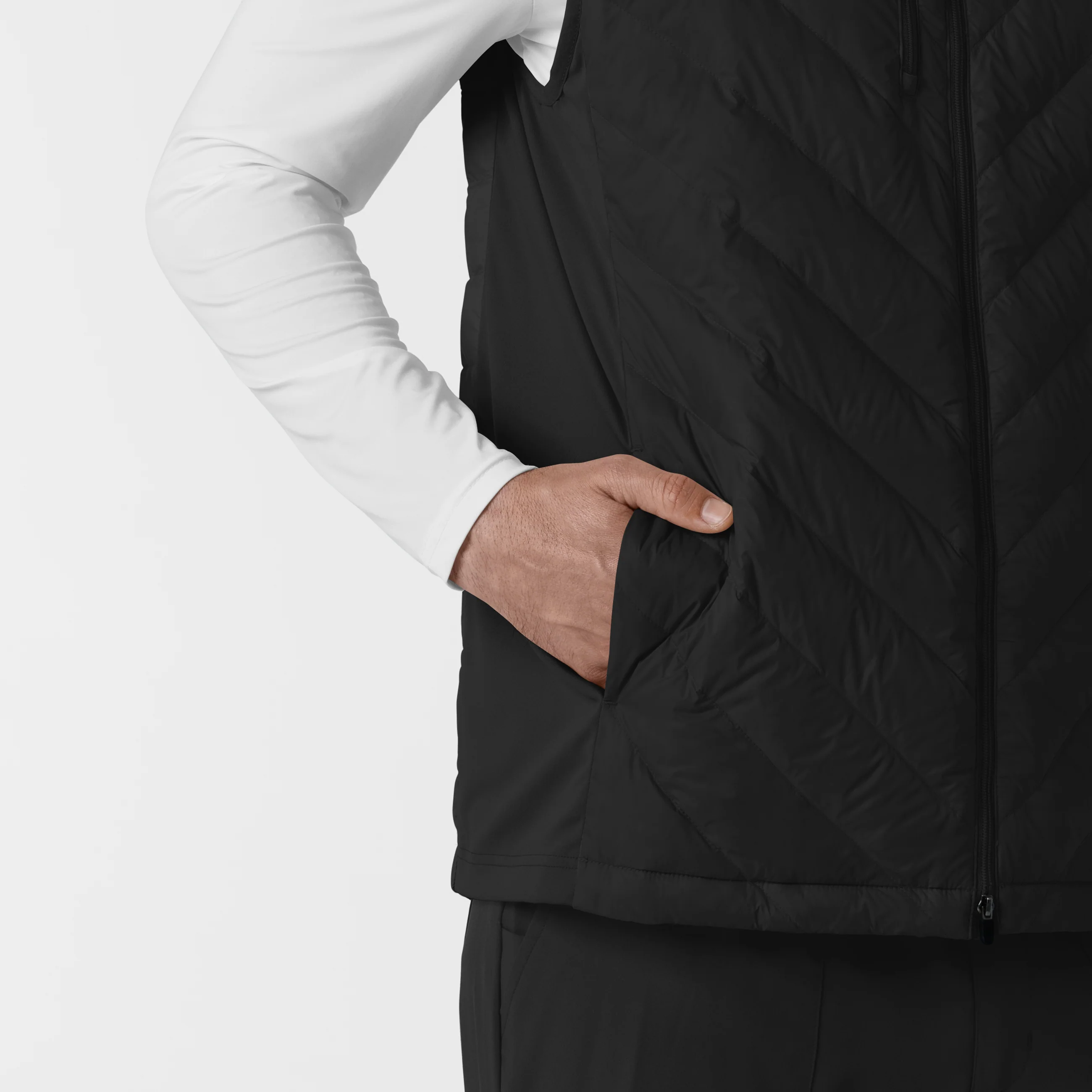 Men's Quilted Scrub Vest - Black - Image 12