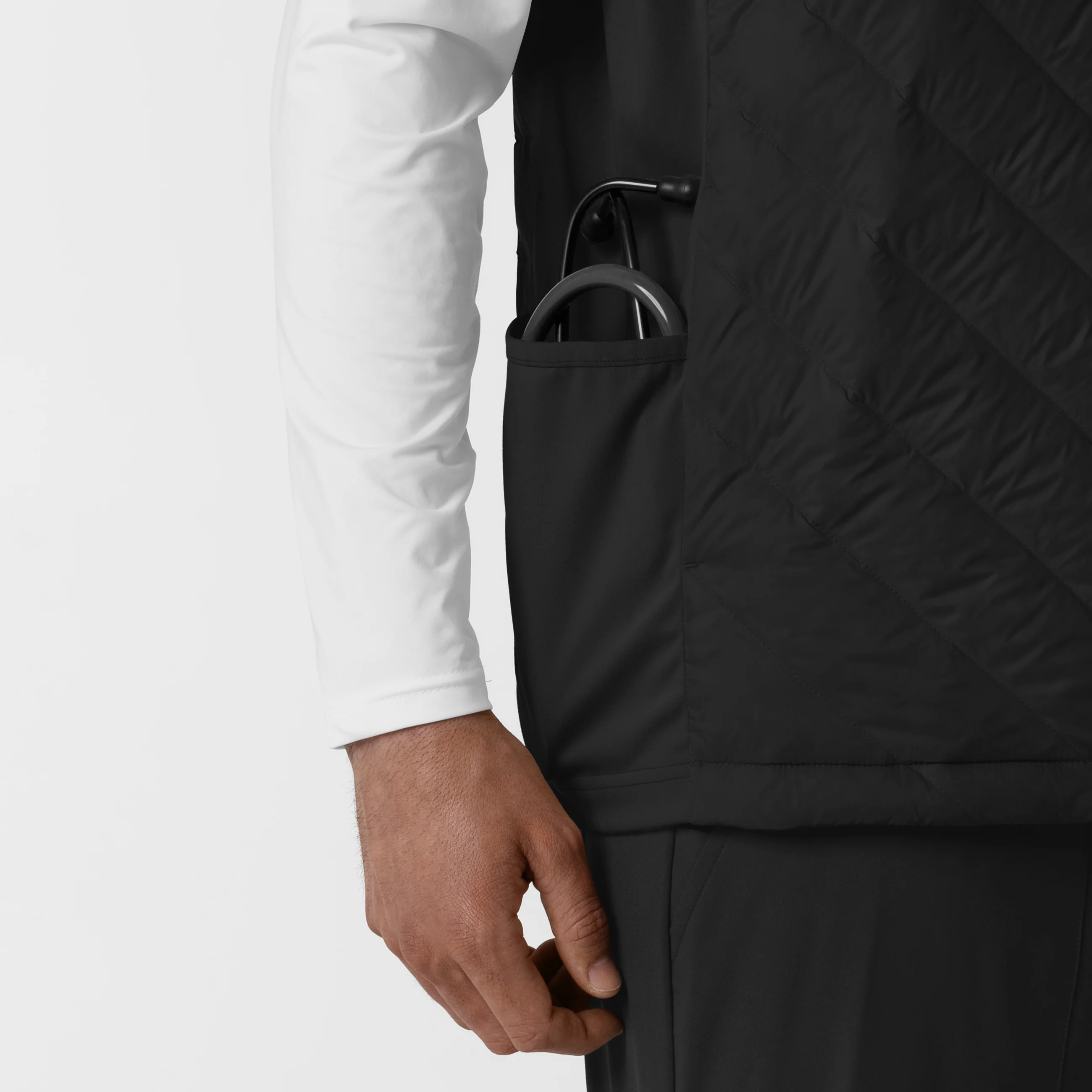 Men's Quilted Scrub Vest - Black - Image 13