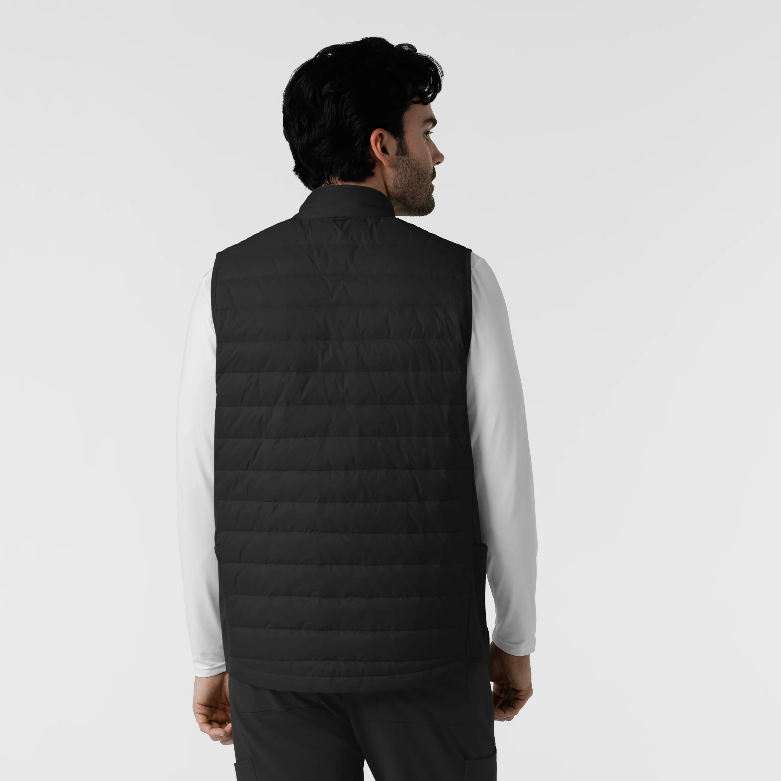 Men's Quilted Scrub Vest - Black - Image 2