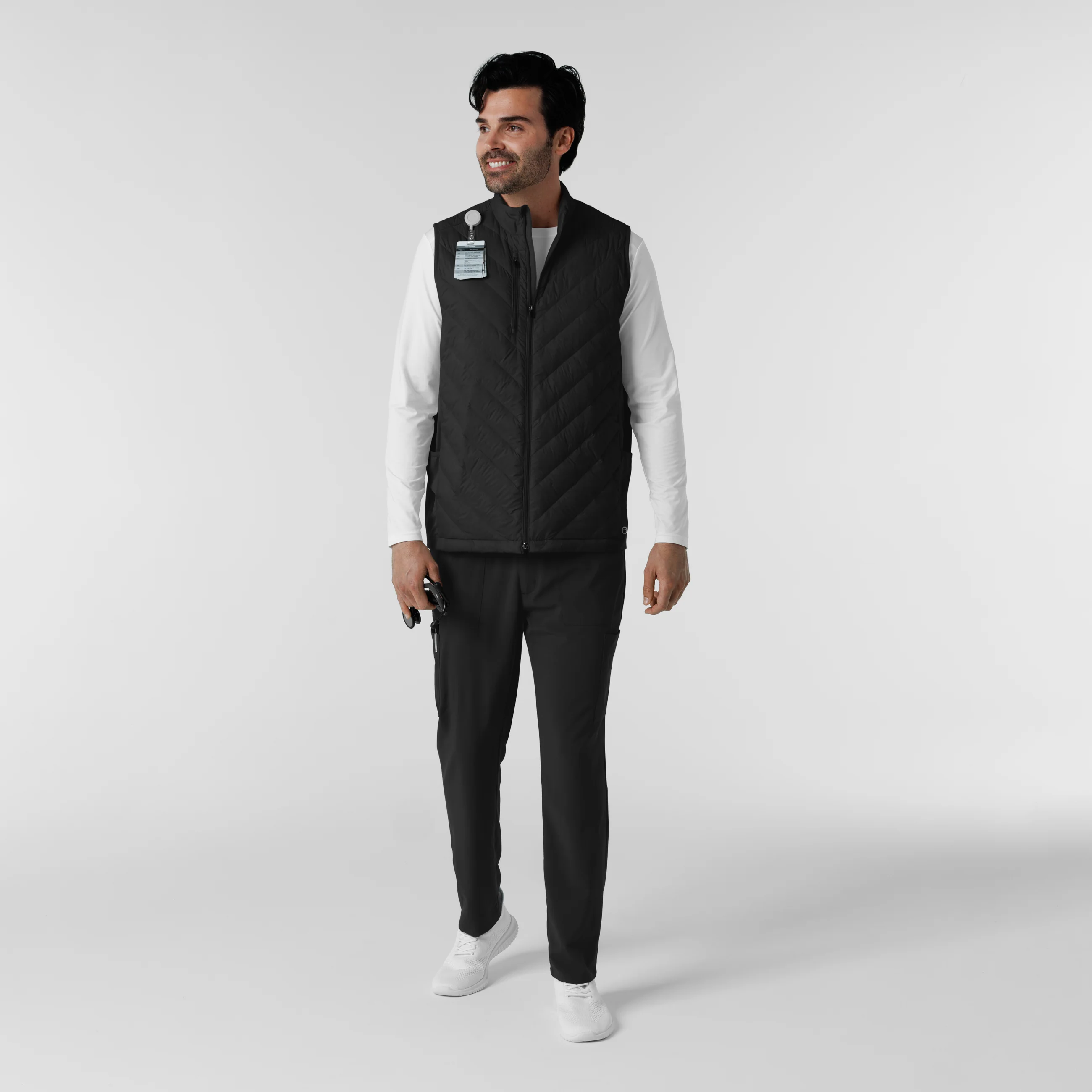 Men's Quilted Scrub Vest - Black - Image 3