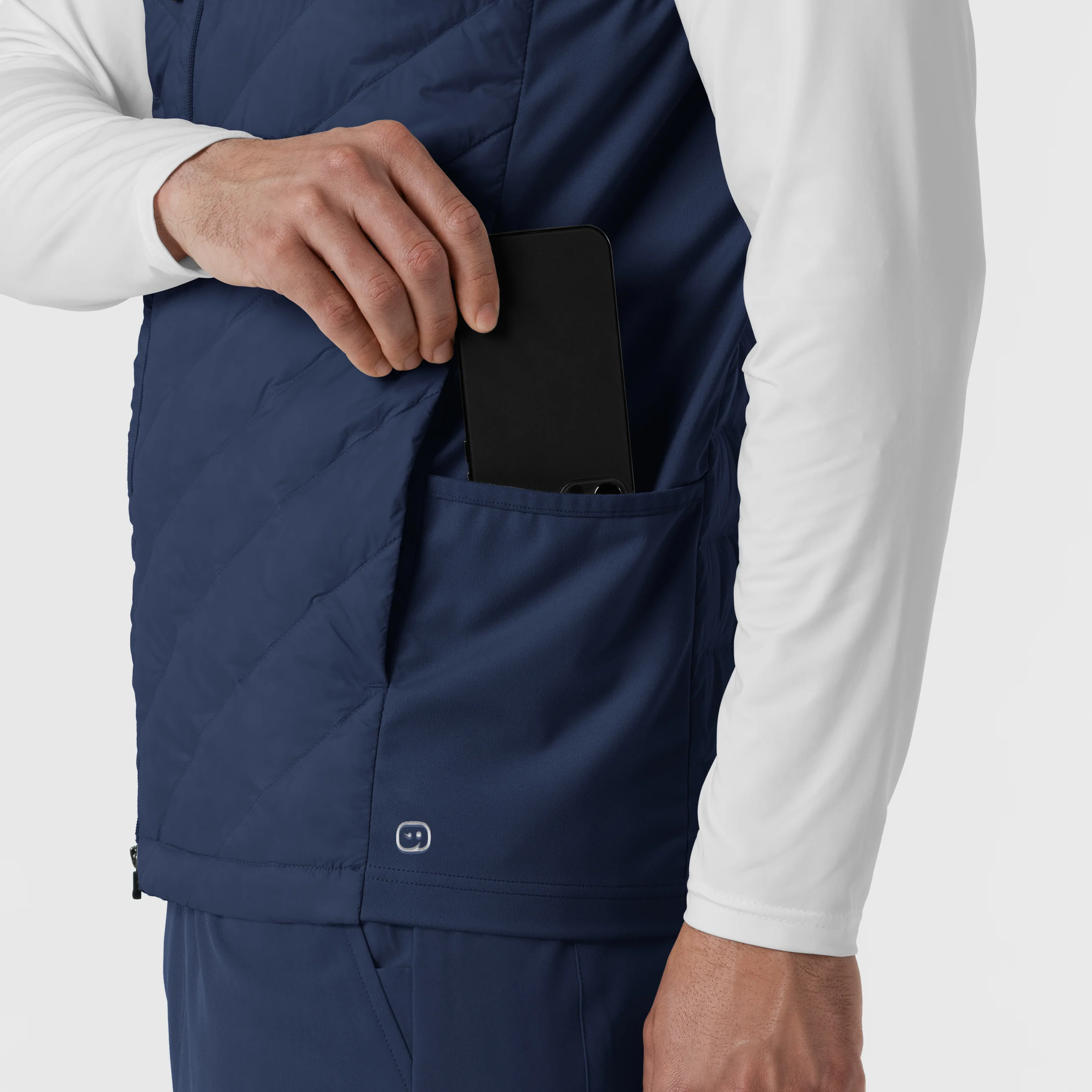 Men's Quilted Scrub Vest - Navy - Image 12