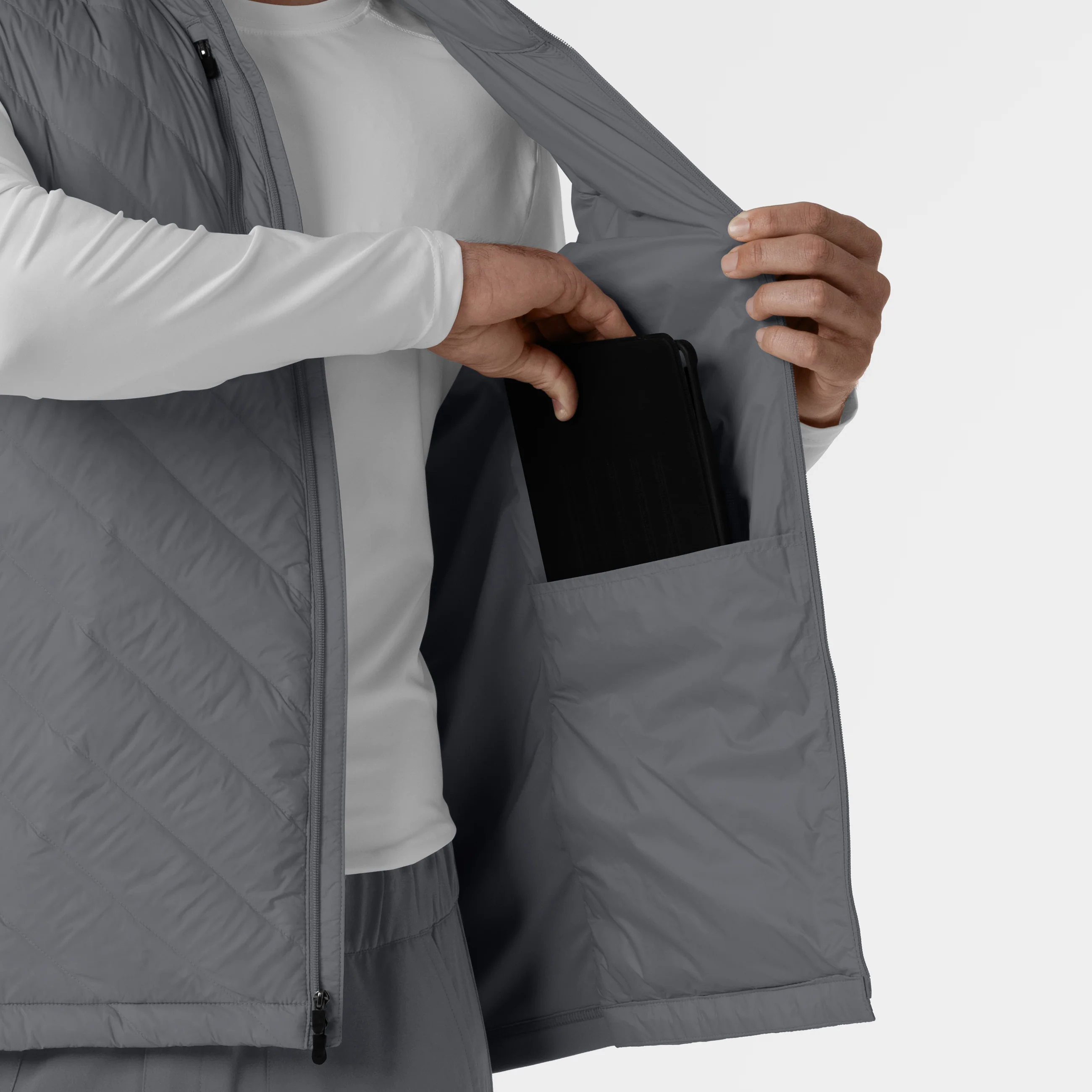 Men's Quilted Scrub Vest - Pewter - Image 9
