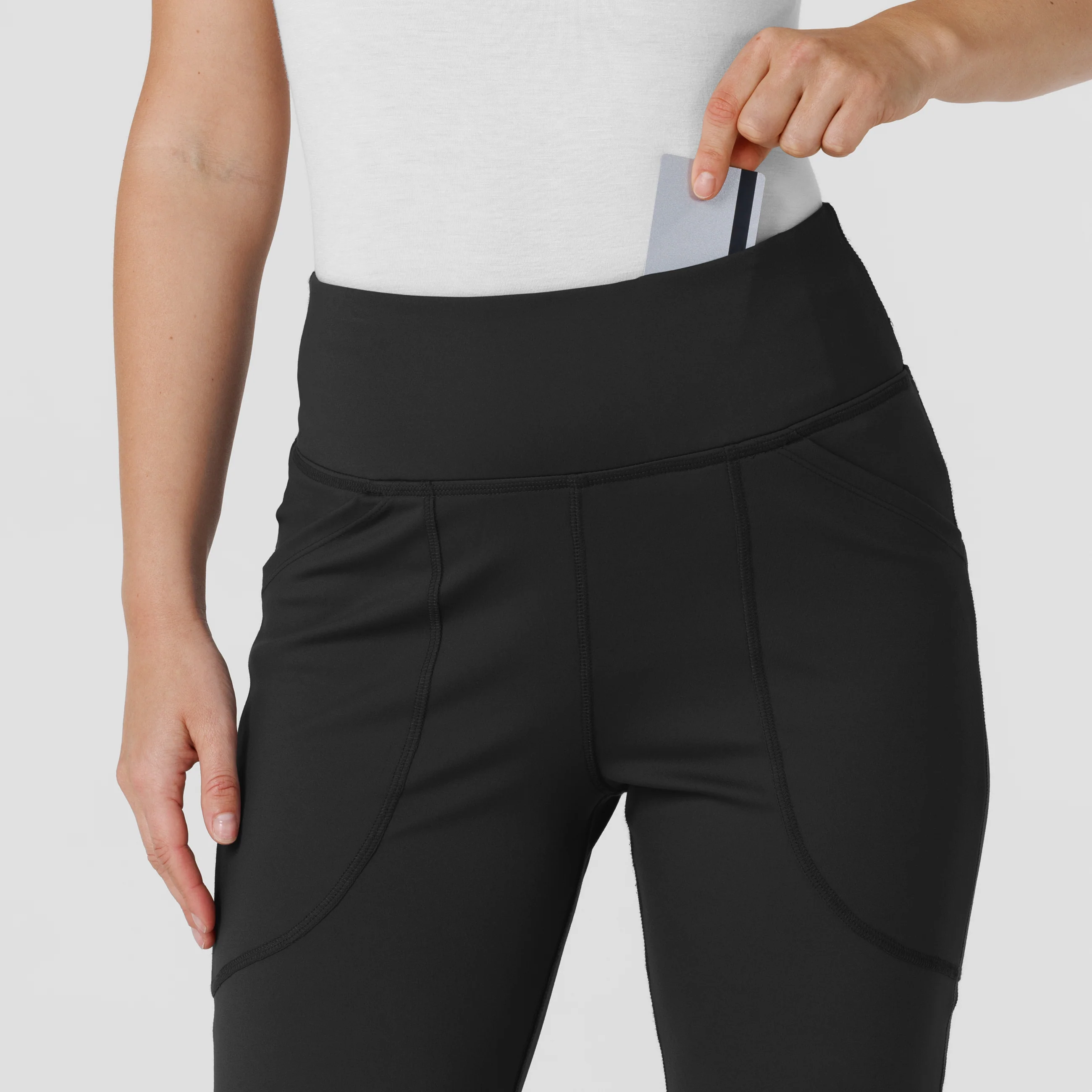 RENEW Knit Women's Flare Yoga Scrub Pant - Black - Image 5