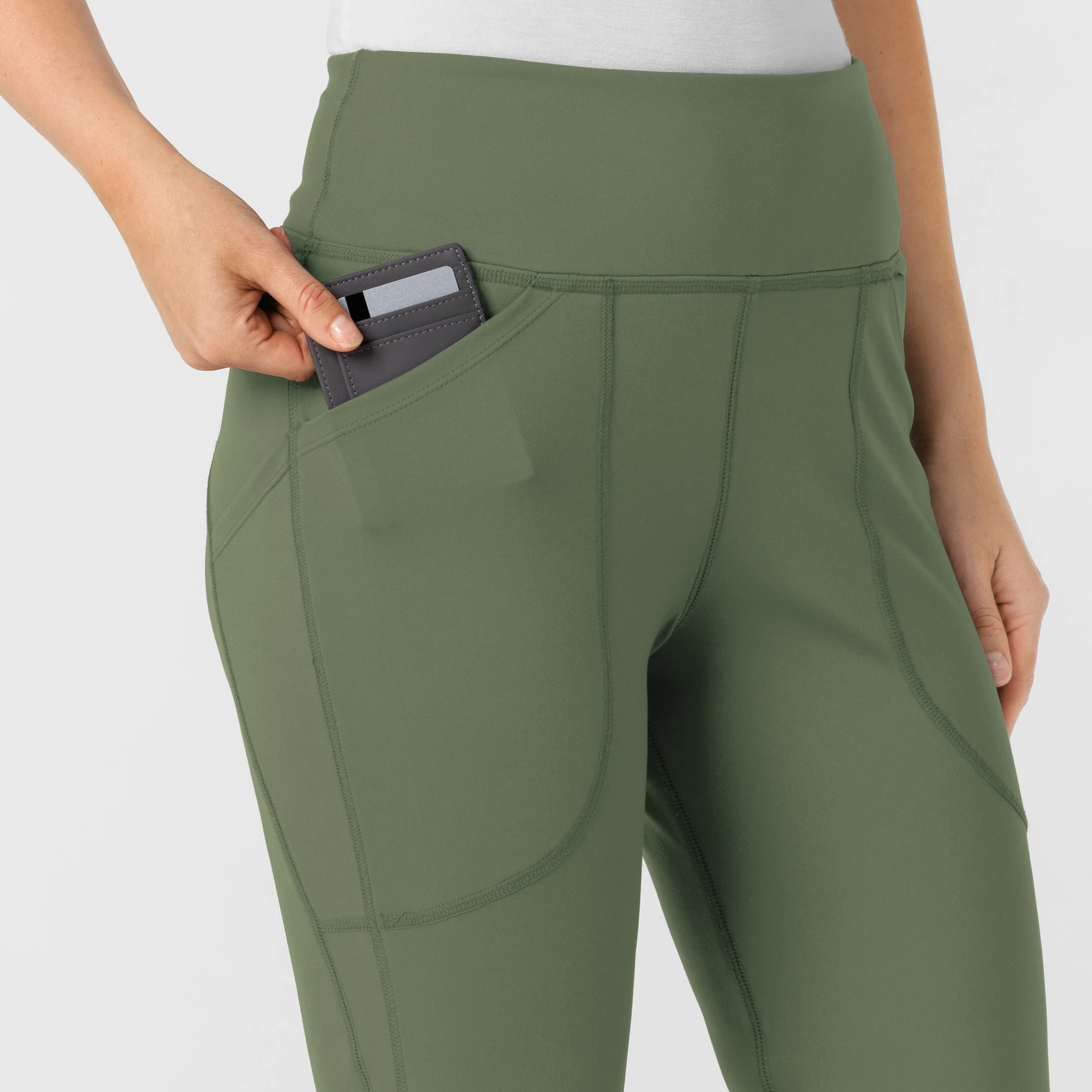 RENEW Knit Women's Flare Yoga Scrub Pant - Olive - Image 6