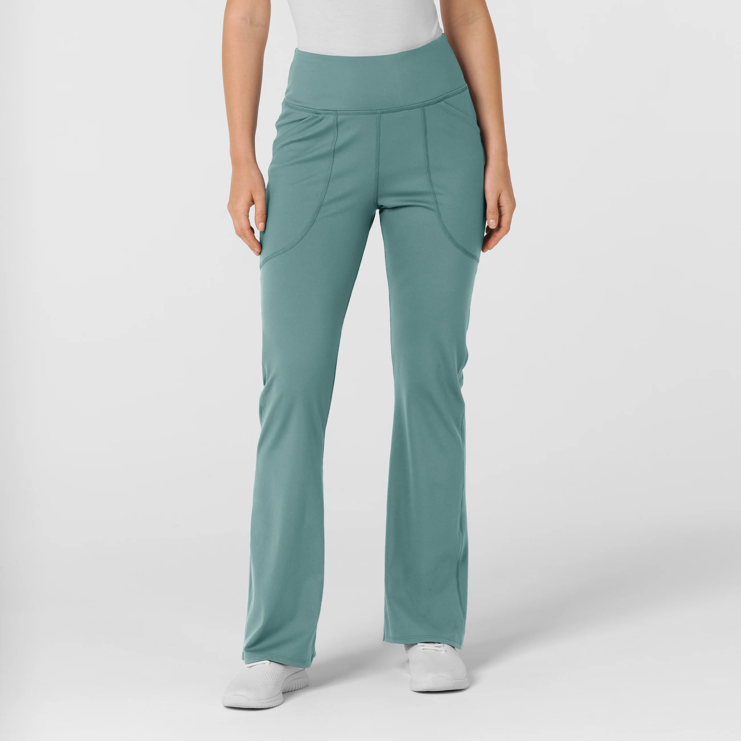 RENEW Knit Women's Flare Yoga Scrub Pant - Vintage Teal - Image 4