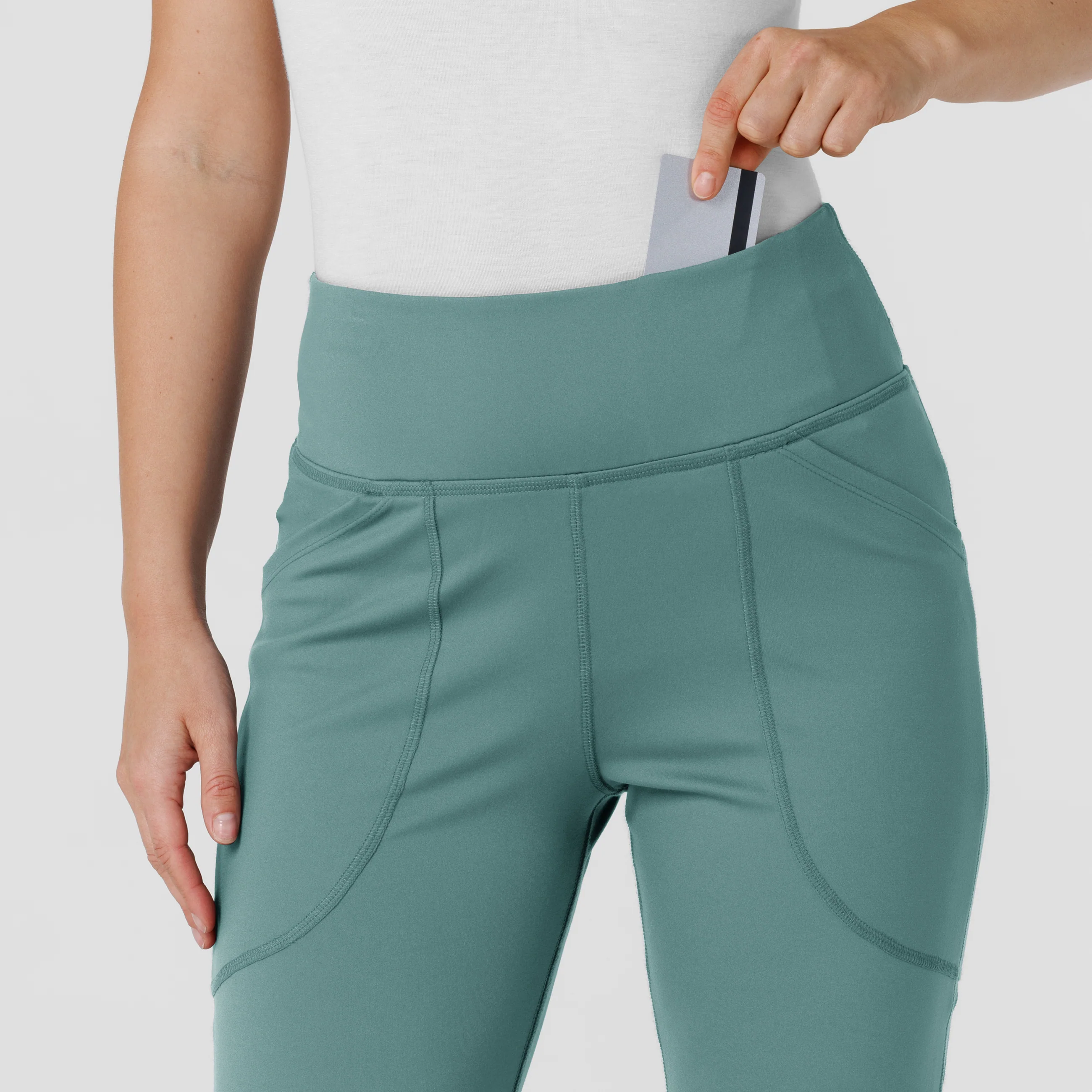 RENEW Knit Women's Flare Yoga Scrub Pant - Vintage Teal - Image 5