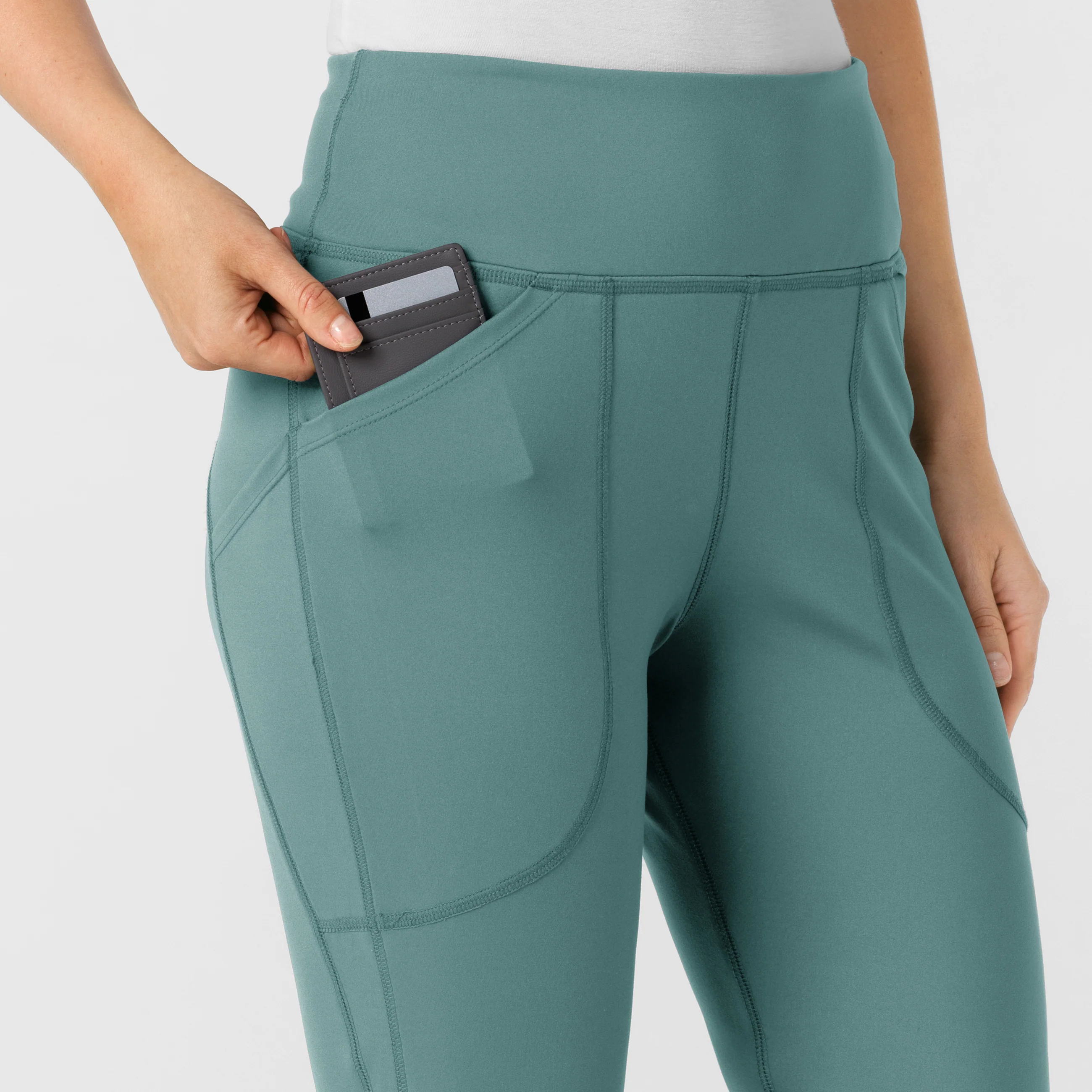 RENEW Knit Women's Flare Yoga Scrub Pant - Vintage Teal - Image 6