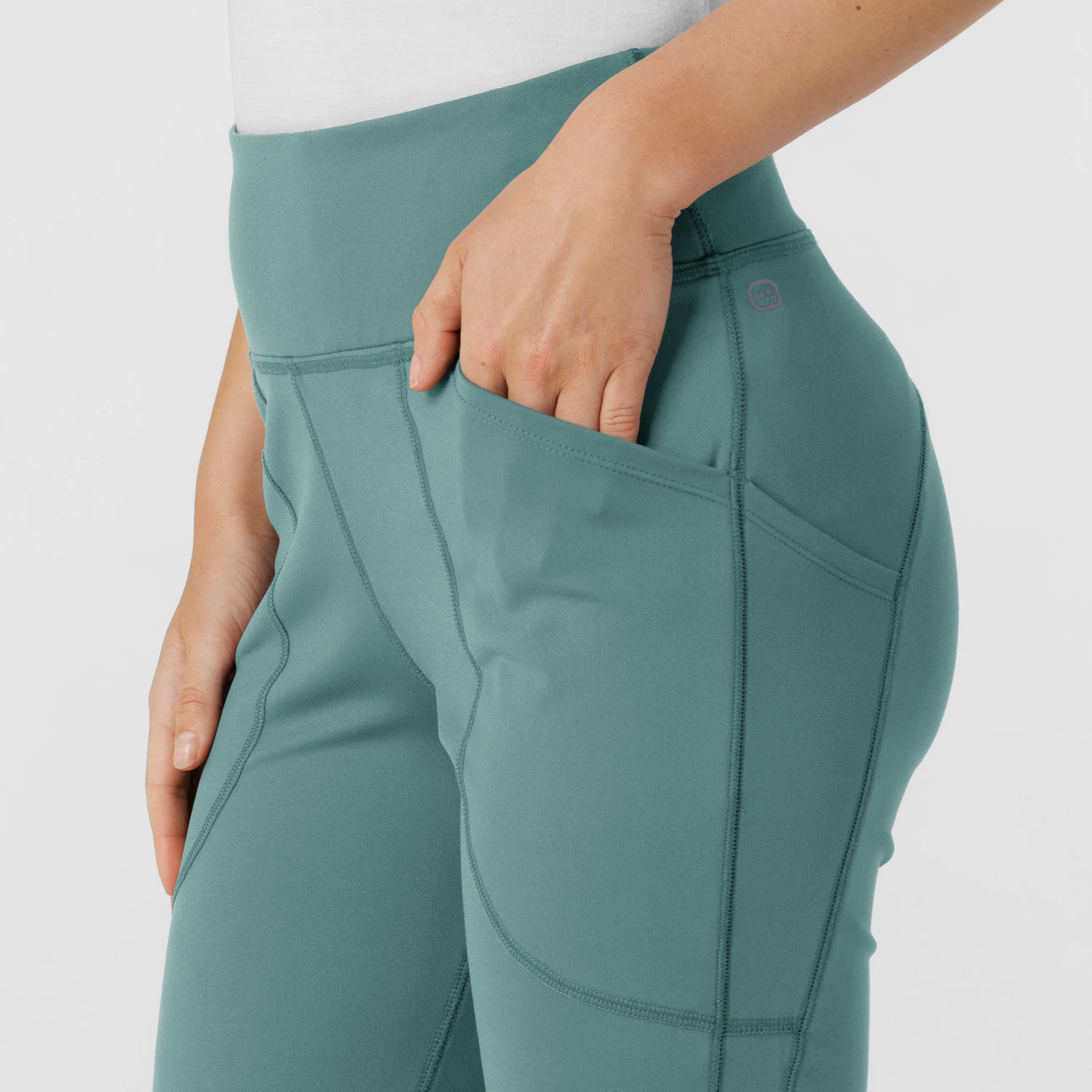 RENEW Knit Women's Flare Yoga Scrub Pant - Vintage Teal - Image 7
