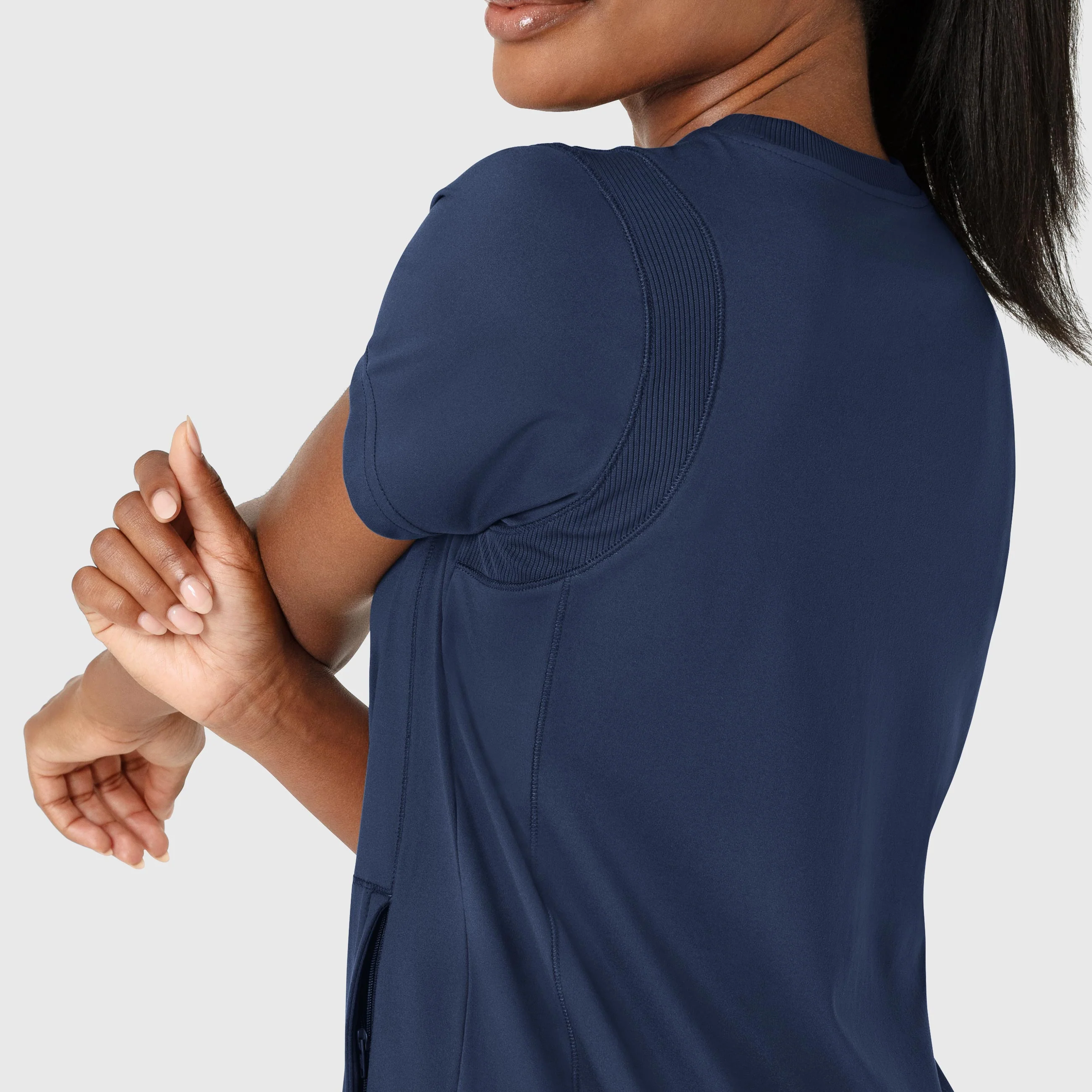 RENEW Knit Women's Flex-n-Reach Crew Neck Scrub Top - Navy - Image 7