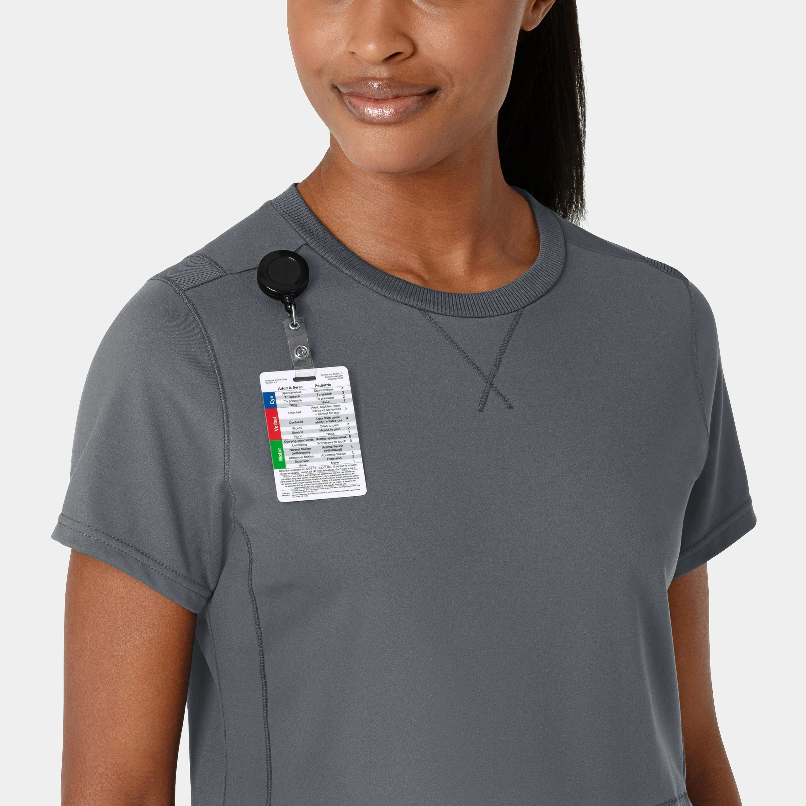 RENEW Knit Women's Flex-n-Reach Crew Neck Scrub Top - Pewter - Image 5