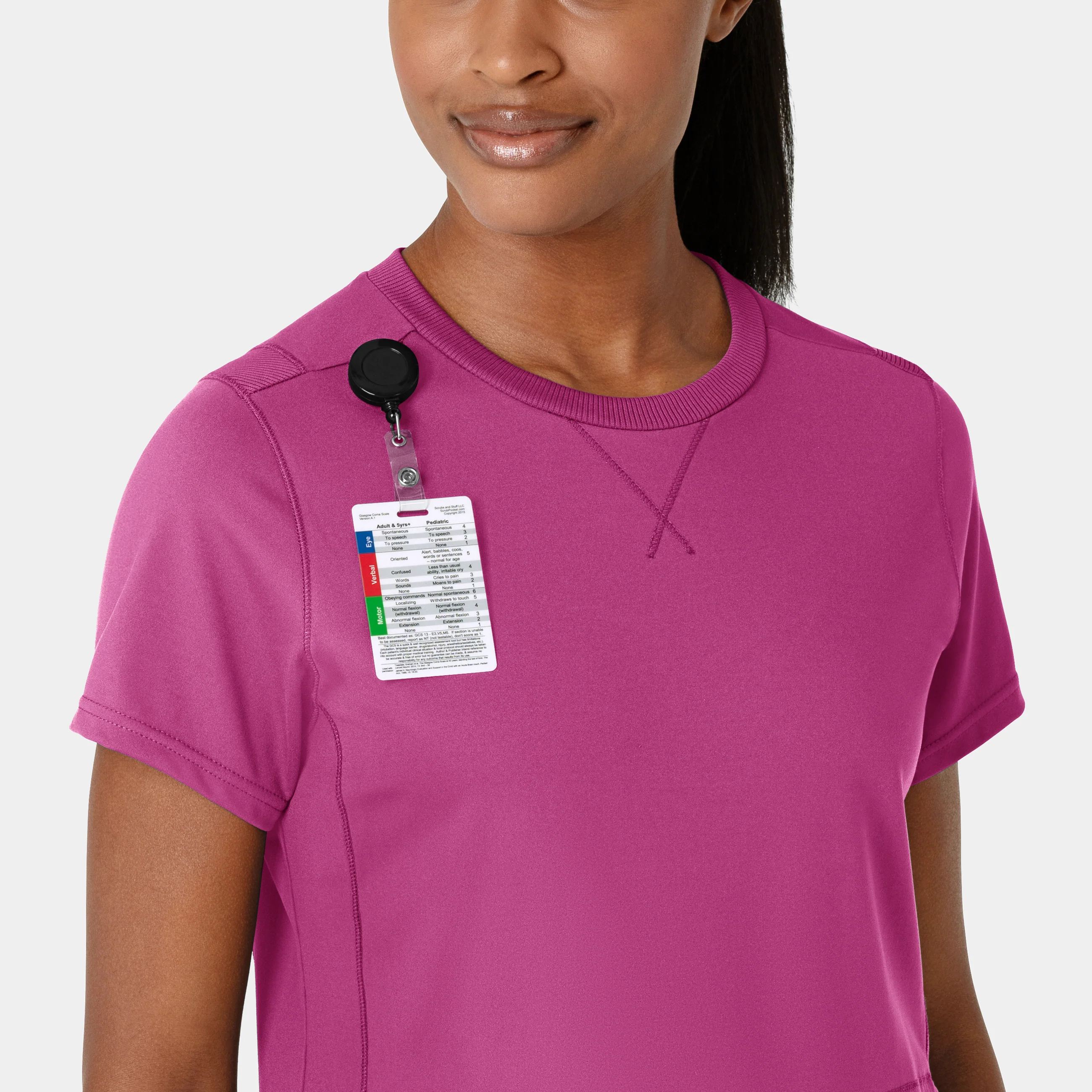 RENEW Knit Women's Flex-n-Reach Crew Neck Scrub Top - Raspberry - Image 5