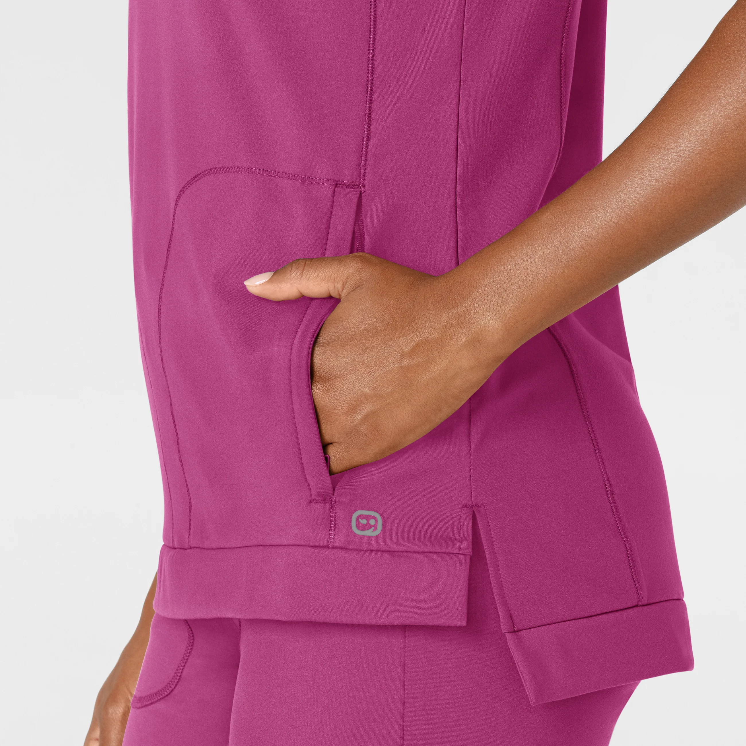 RENEW Knit Women's Flex-n-Reach Crew Neck Scrub Top - Raspberry - Image 6