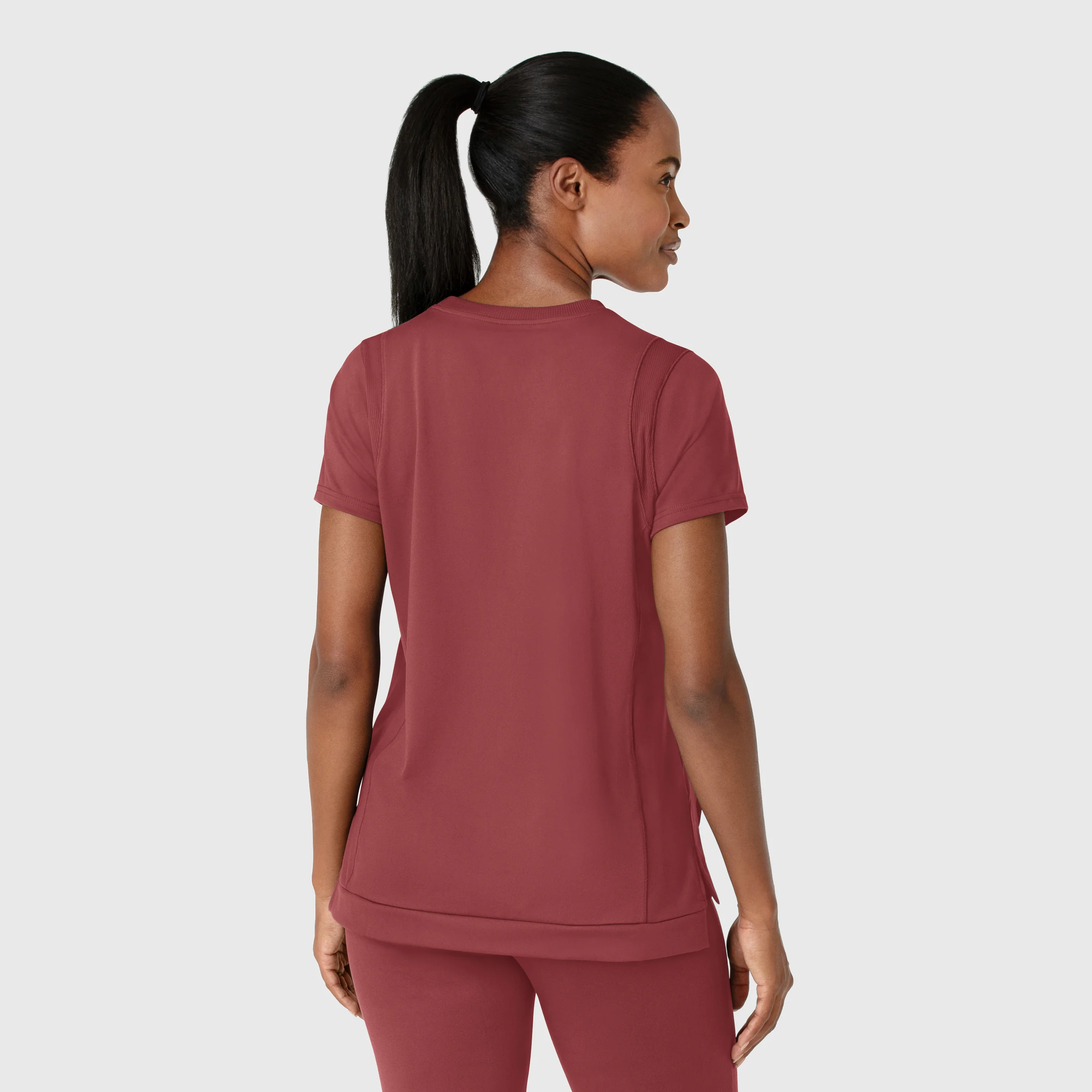 RENEW Knit Women's Flex-n-Reach Crew Neck Scrub Top - Ruby - Image 2