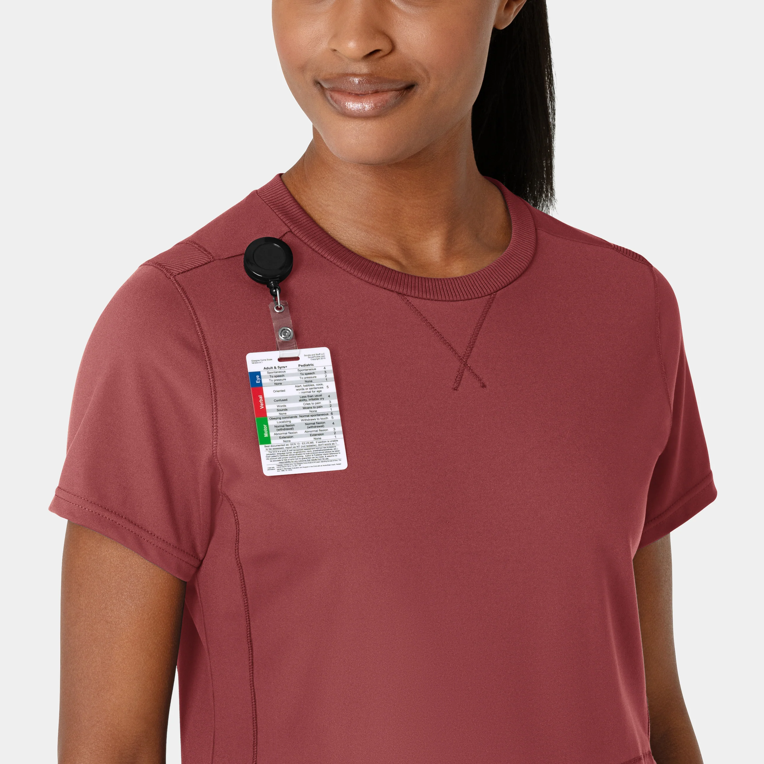 RENEW Knit Women's Flex-n-Reach Crew Neck Scrub Top - Ruby - Image 5