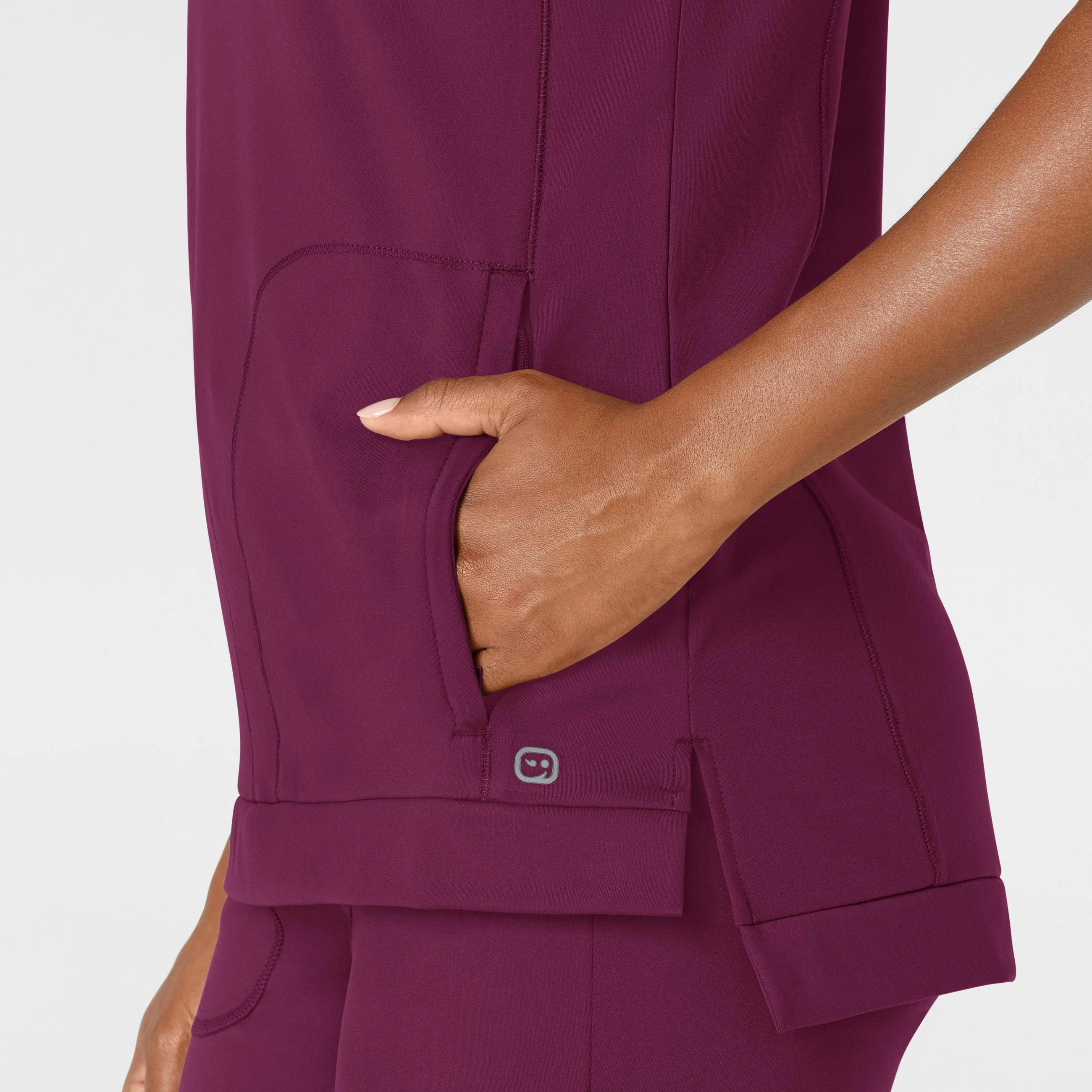 RENEW Knit Women's Flex-n-Reach Crew Neck Scrub Top - Wine - Image 6