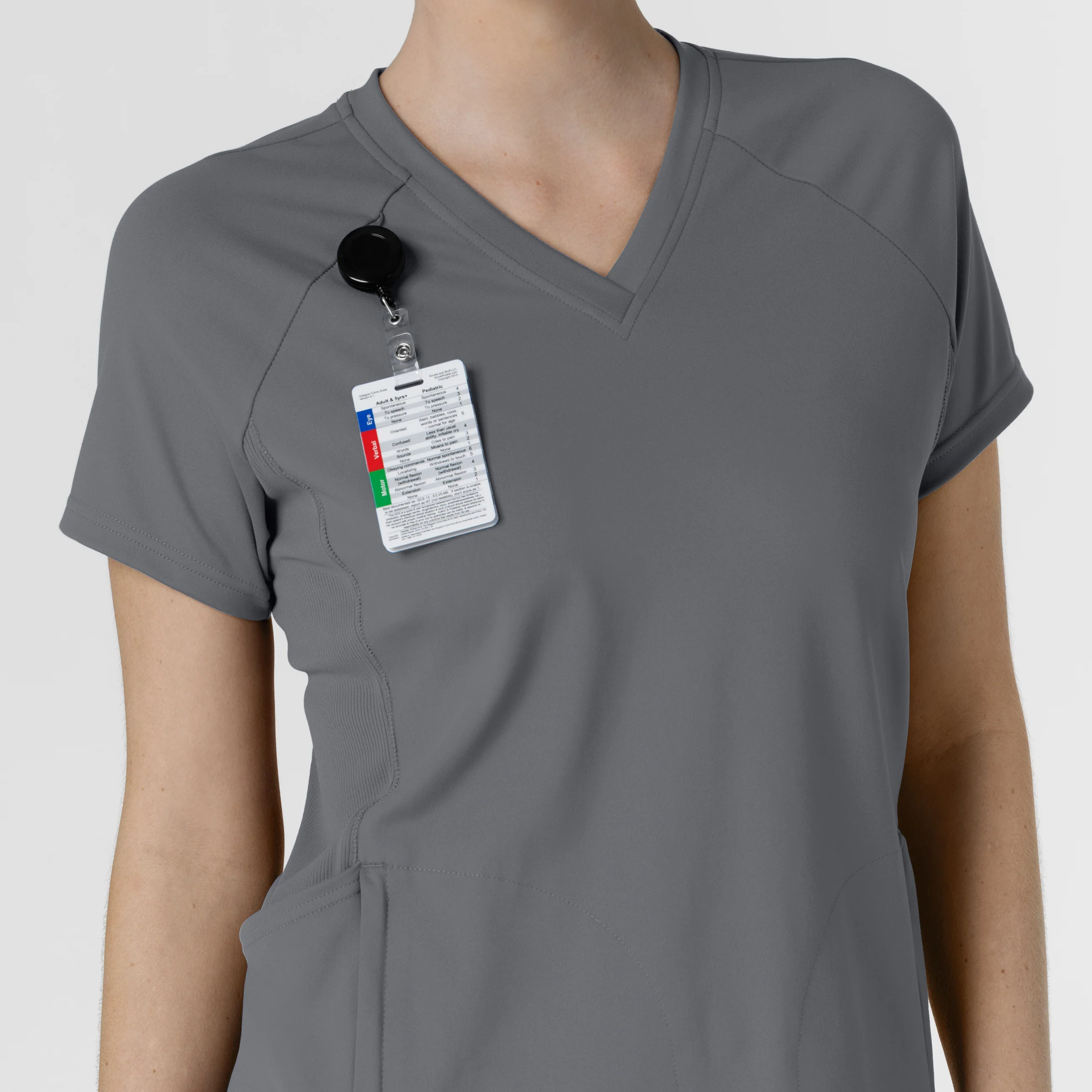 RENEW Knit Women's Flex-n-Reach V-Neck Raglan Scrub Top - Pewter - Image 6