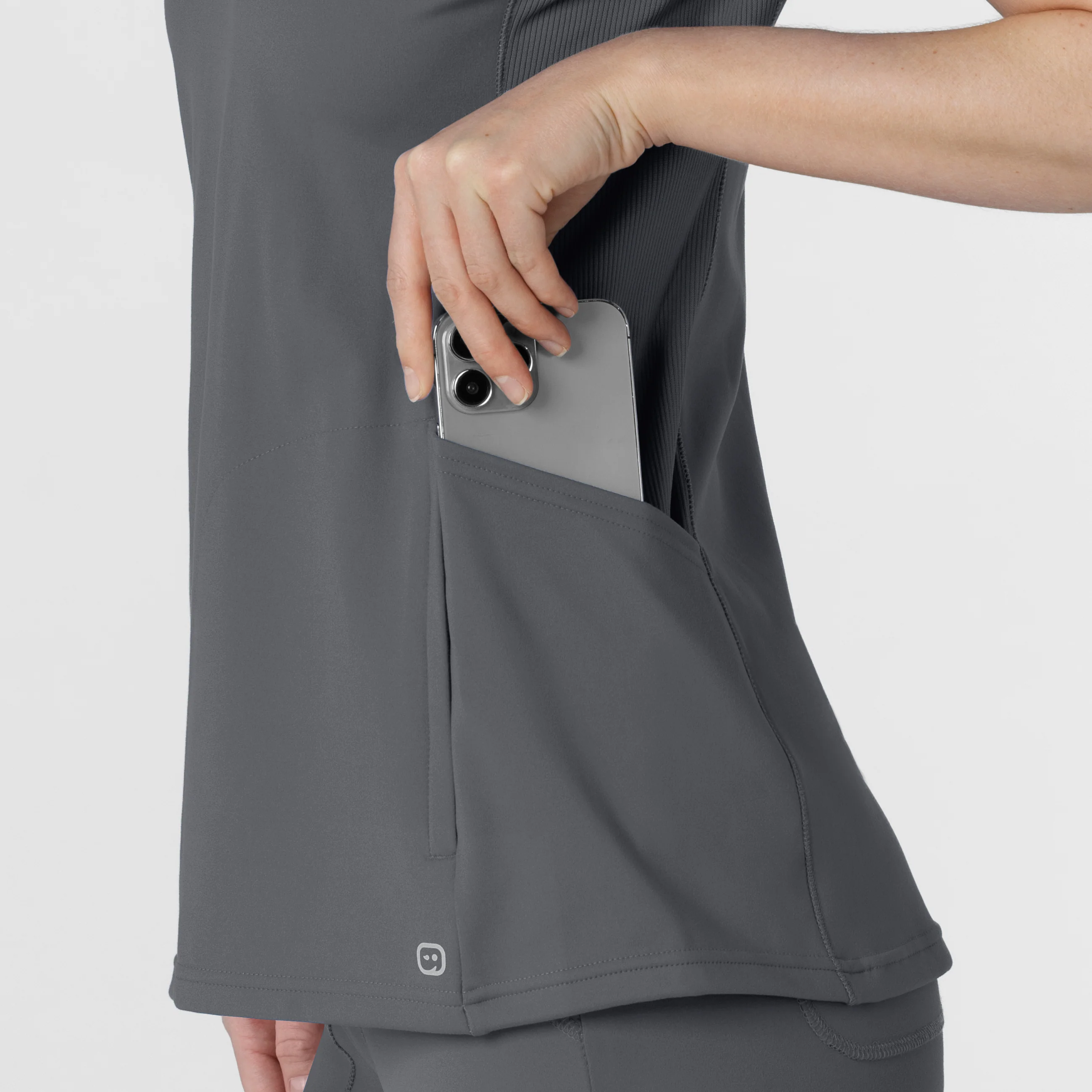 RENEW Knit Women's Flex-n-Reach V-Neck Raglan Scrub Top - Pewter - Image 8