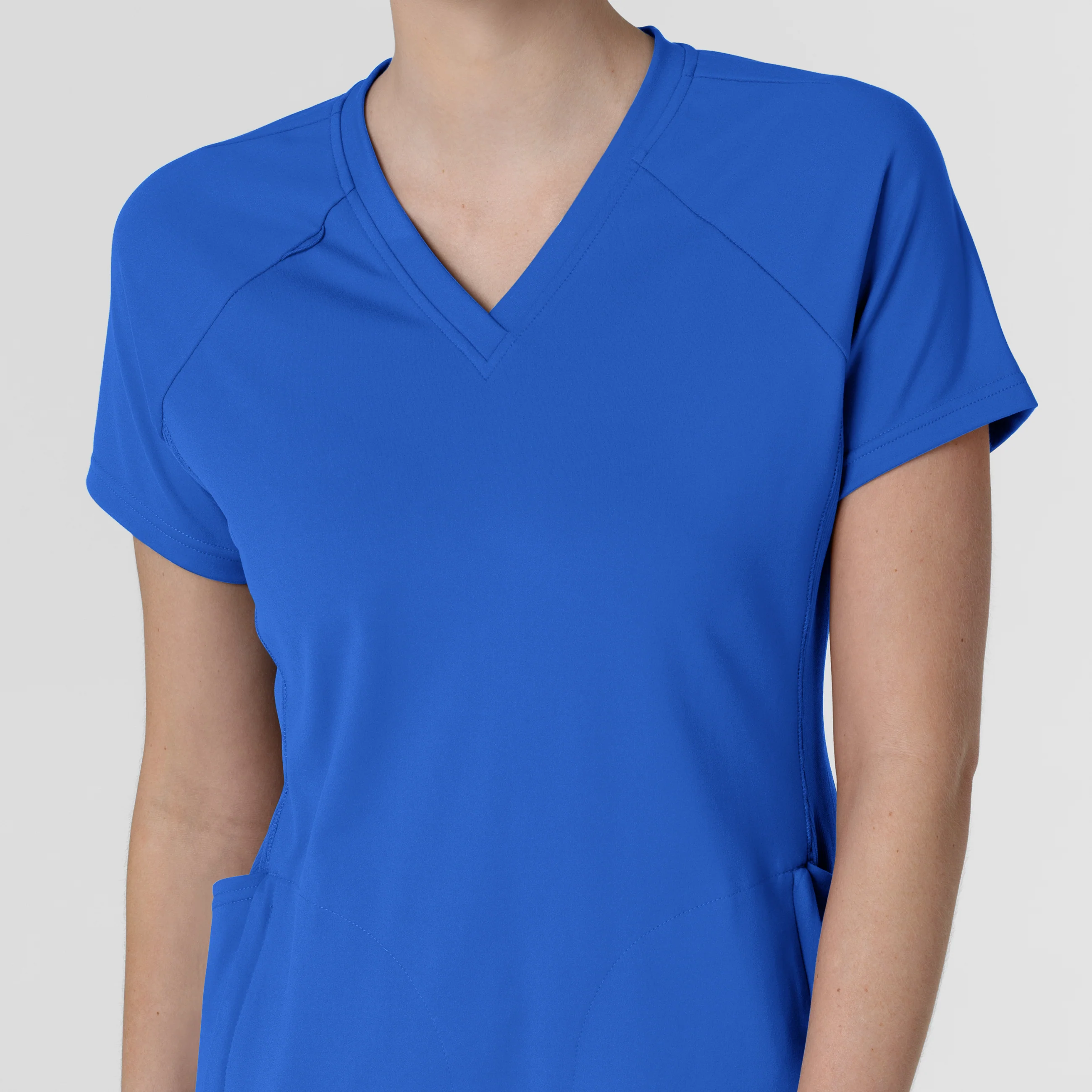 RENEW Knit Women's Flex-n-Reach V-Neck Raglan Scrub Top - Royal - Image 5
