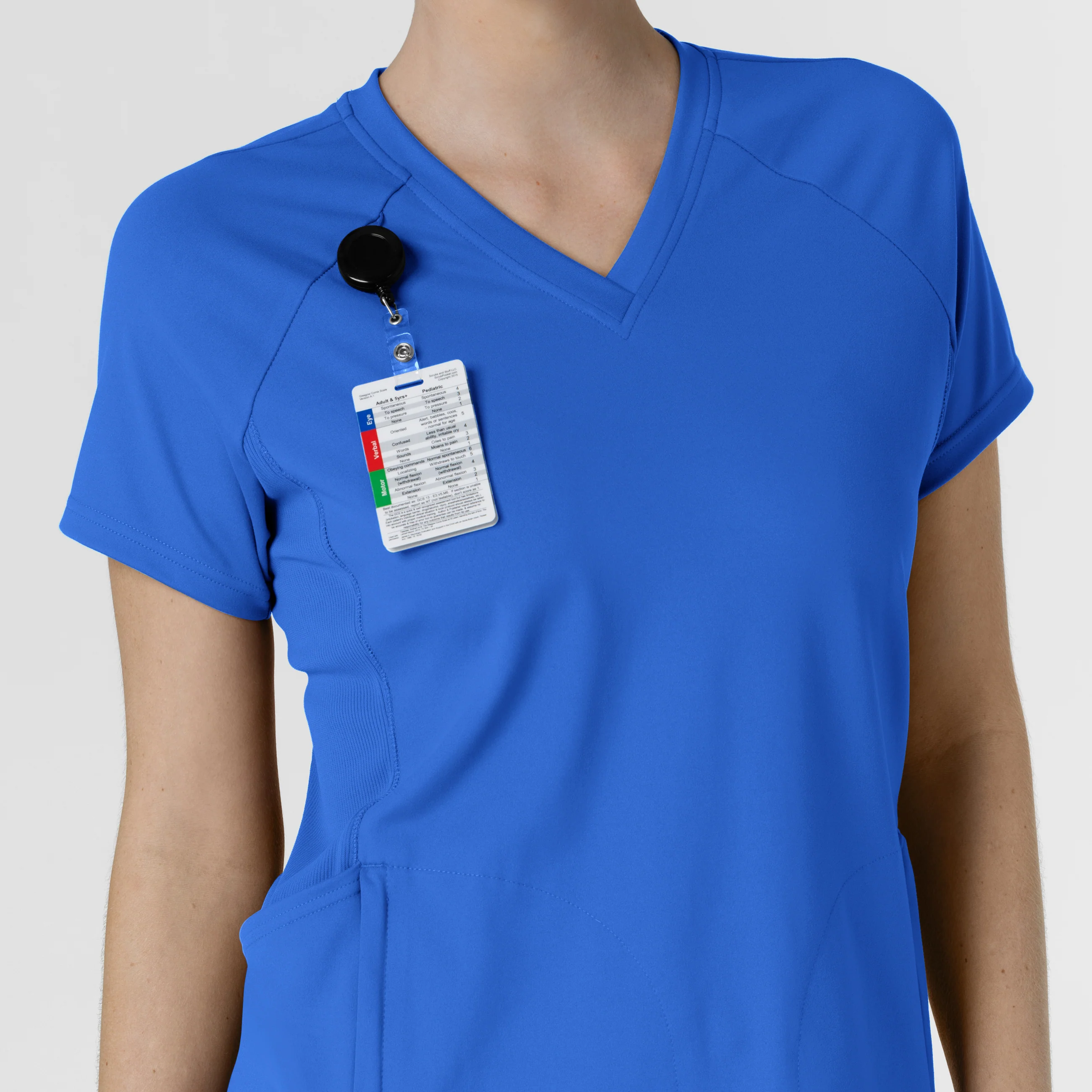 RENEW Knit Women's Flex-n-Reach V-Neck Raglan Scrub Top - Royal - Image 6
