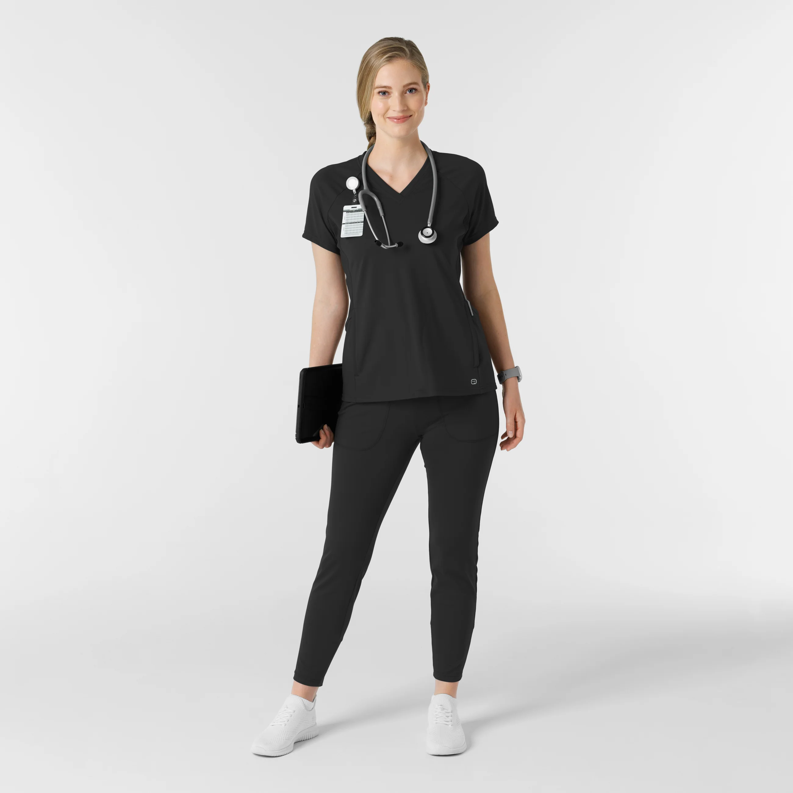 RENEW Knit Women's Track Scrub Pant - Black - Image 3