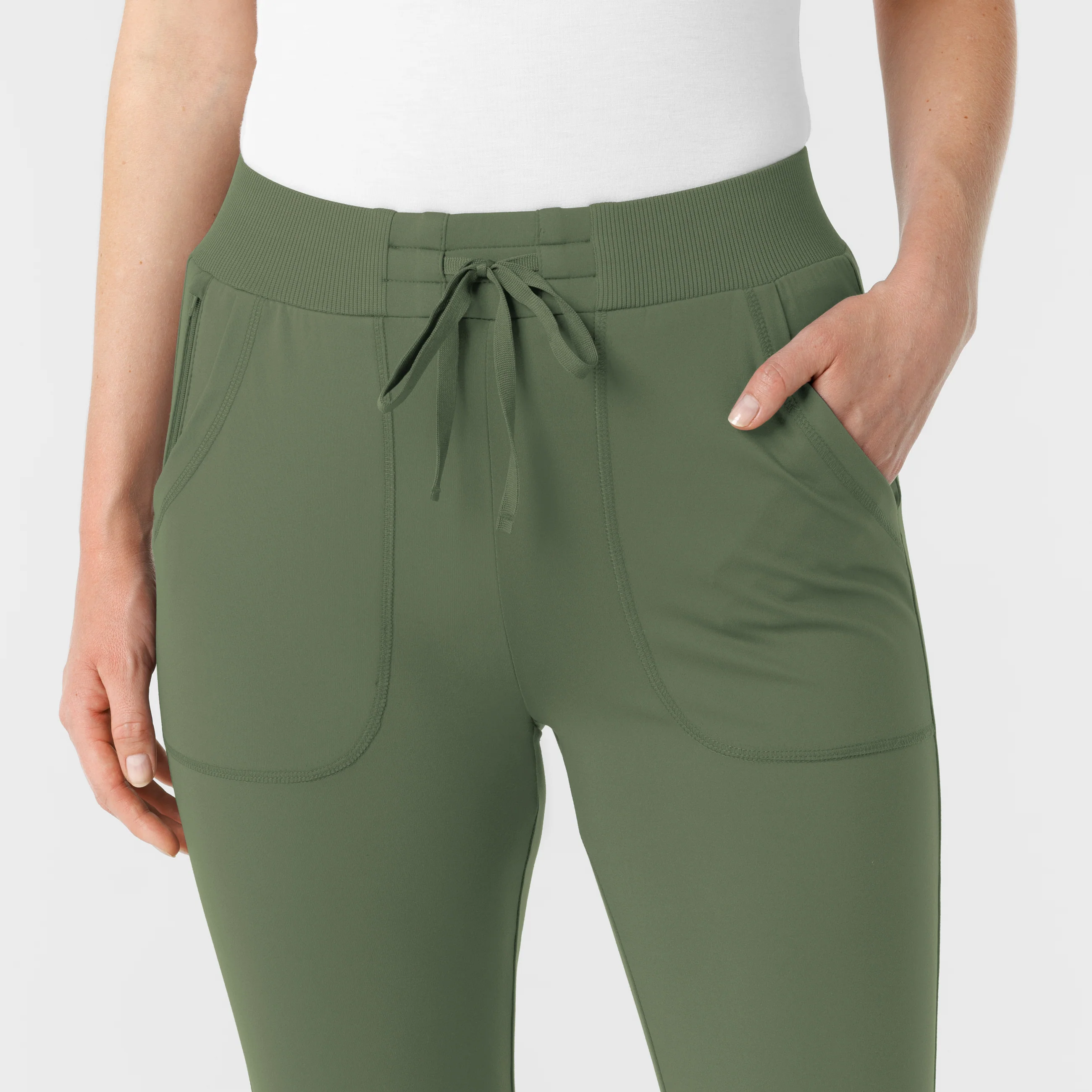 RENEW Knit Women's Track Scrub Pant - Olive - Image 5