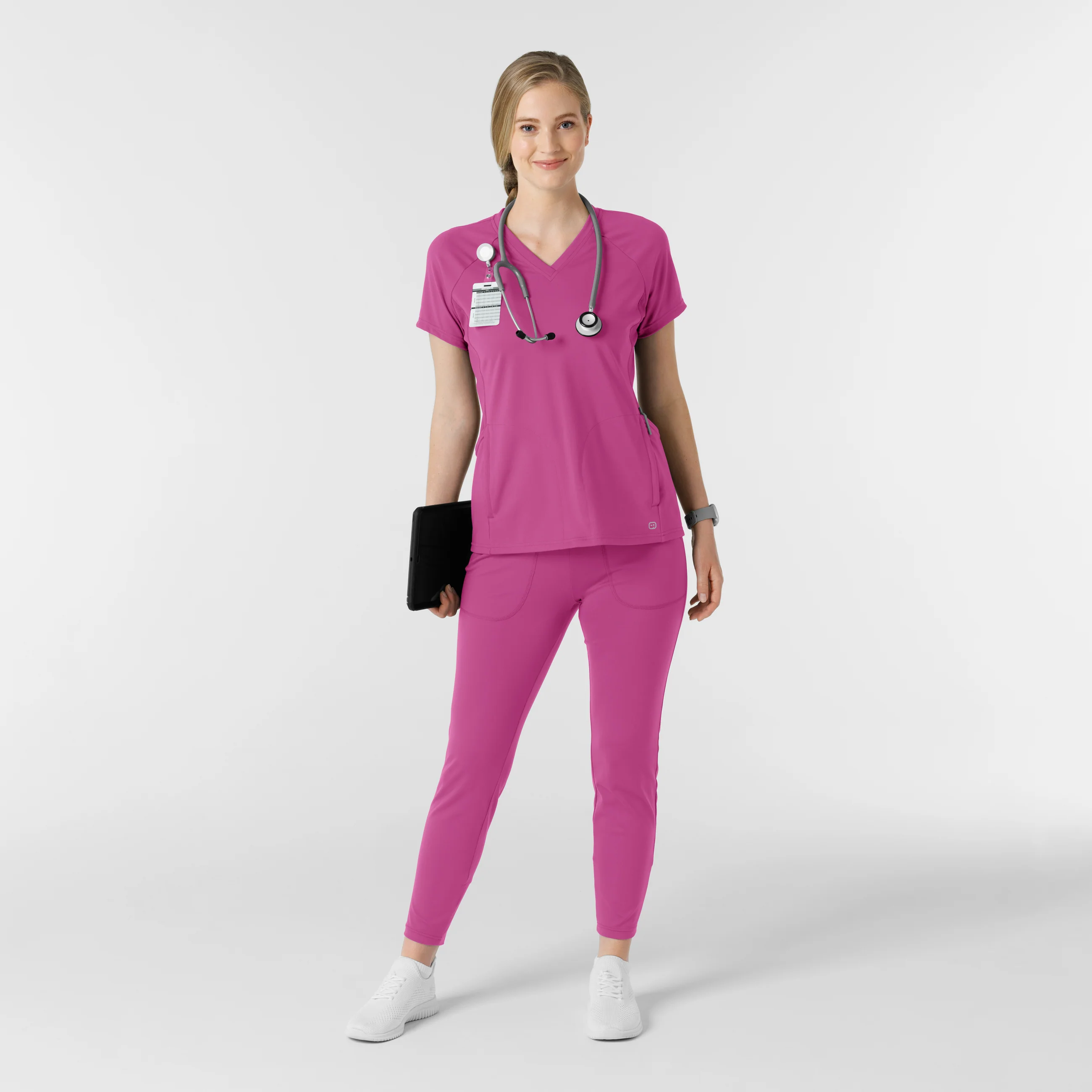 RENEW Knit Women's Track Scrub Pant - Raspberry - Image 3