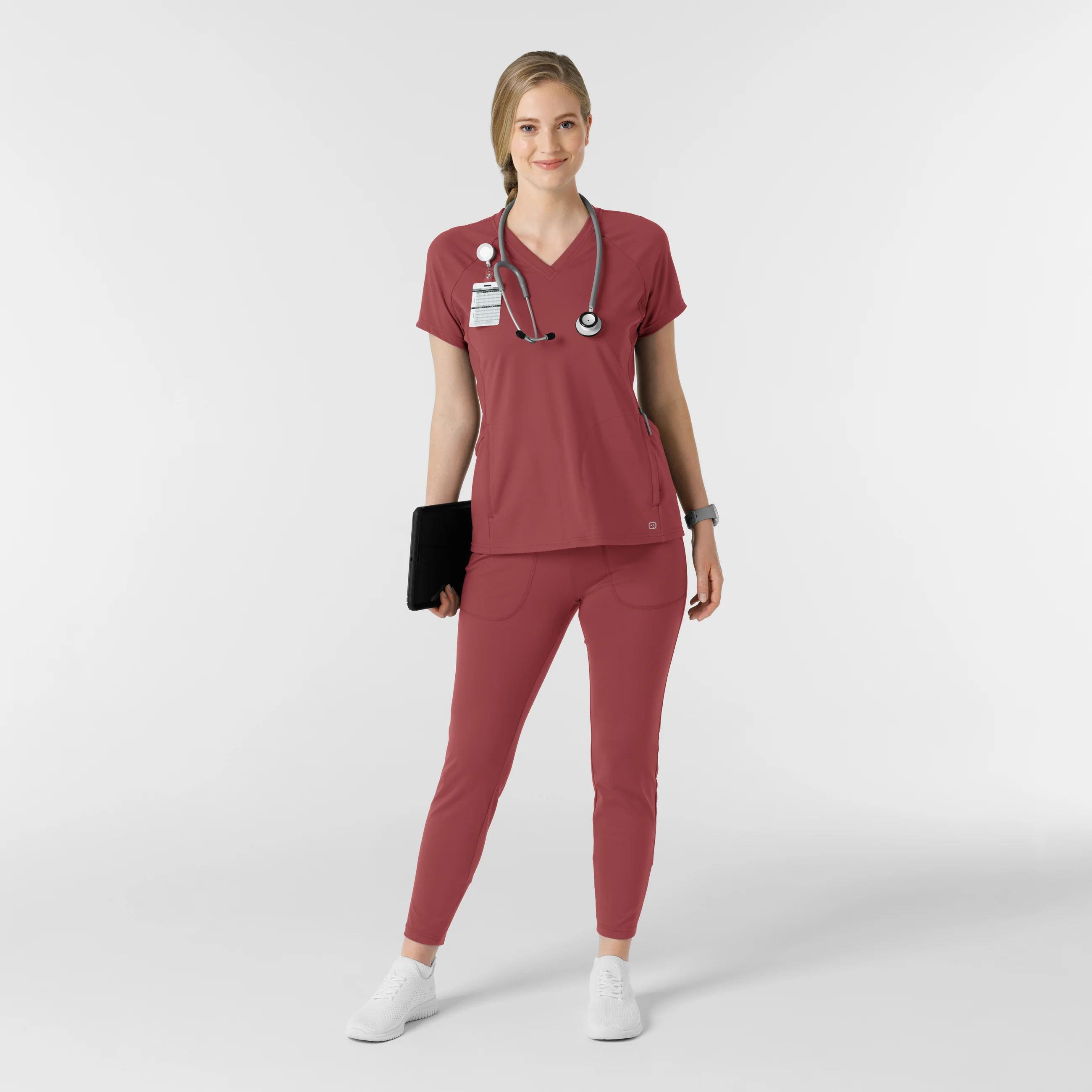 RENEW Knit Women's Track Scrub Pant - Ruby - Image 3