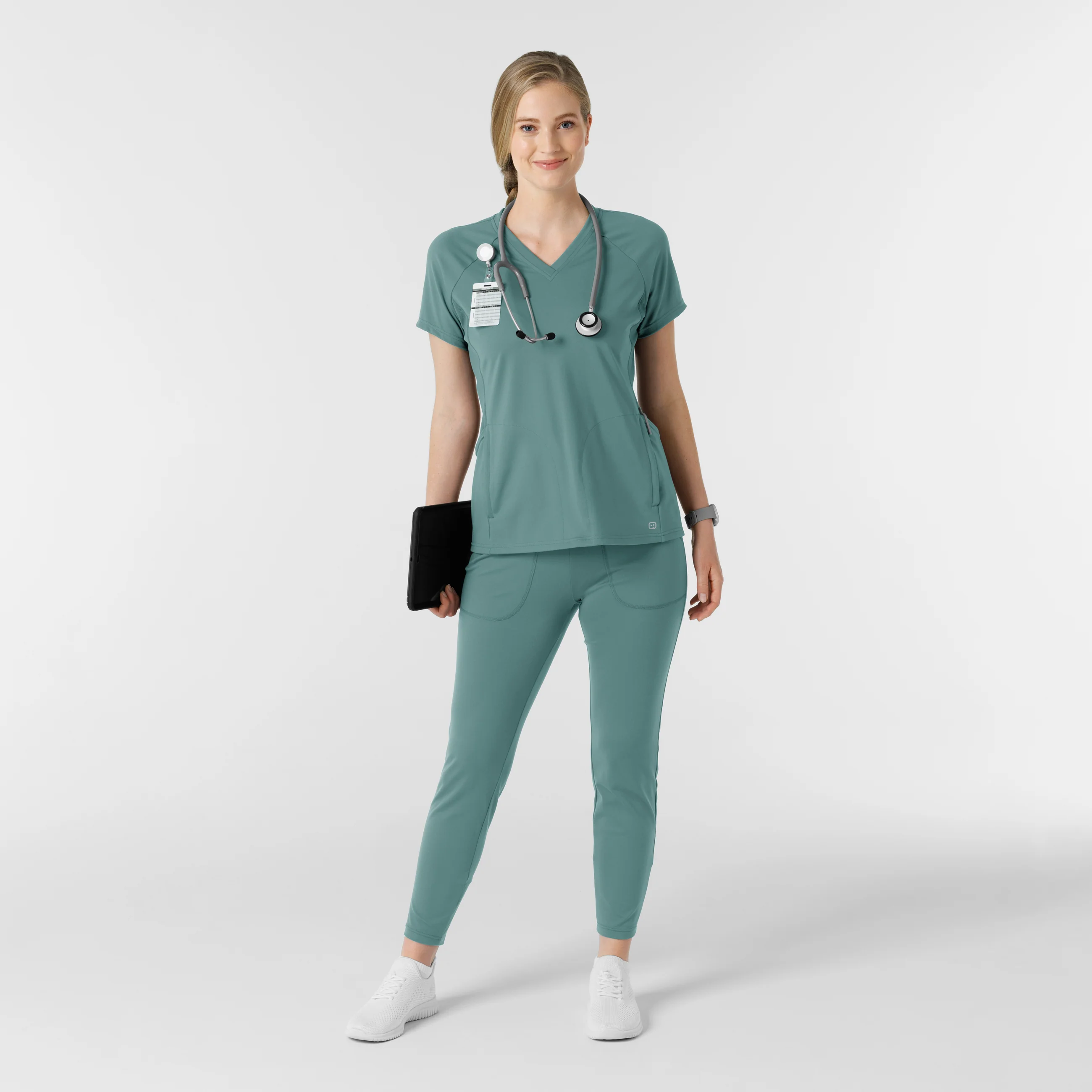 RENEW Knit Women's Track Scrub Pant - Vintage Teal - Image 3