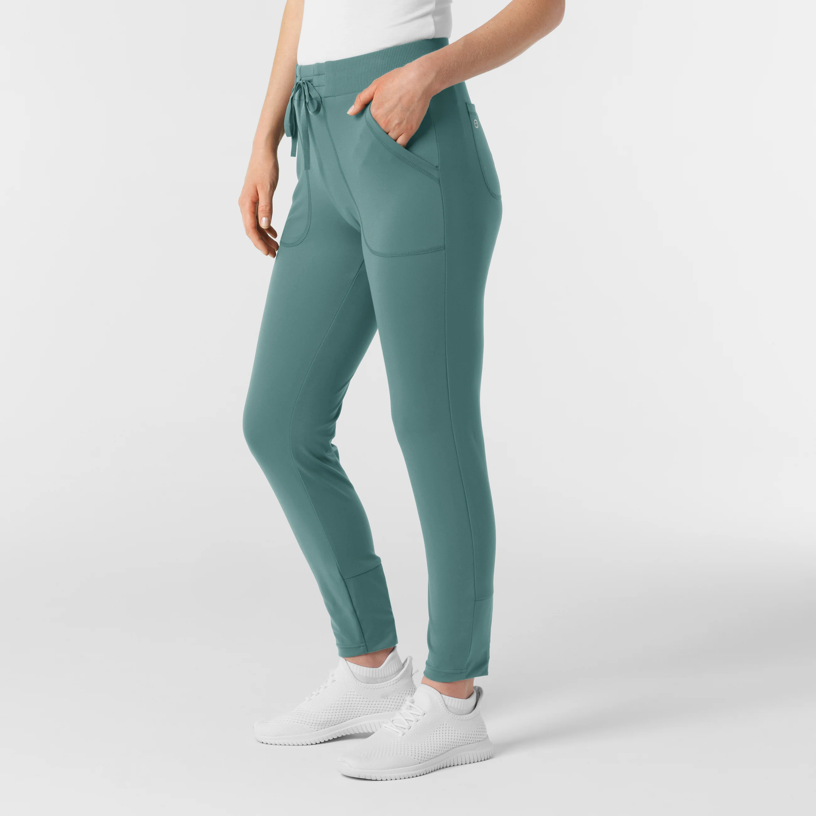 RENEW Knit Women's Track Scrub Pant - Vintage Teal - Image 4