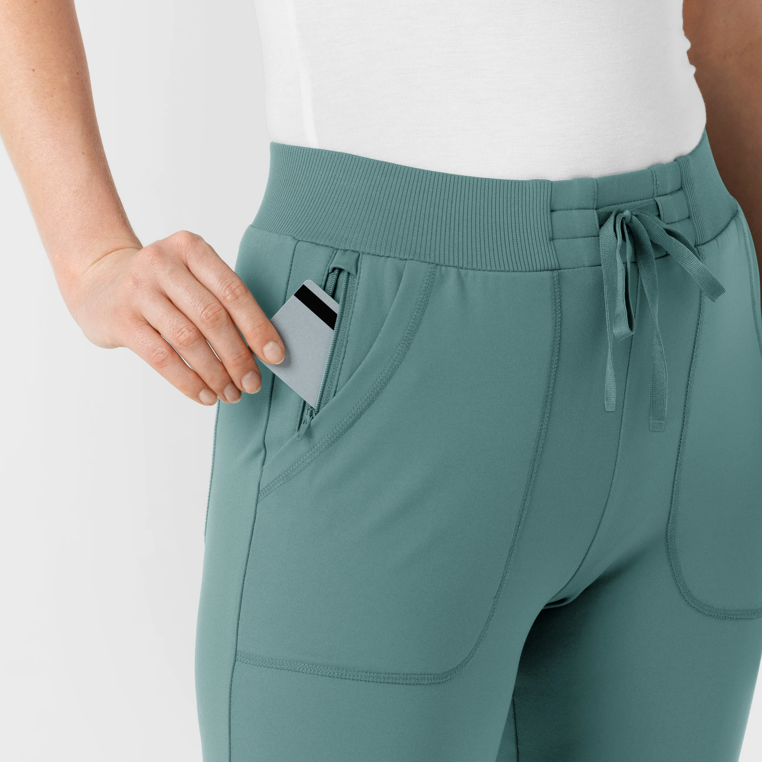 RENEW Knit Women's Track Scrub Pant - Vintage Teal - Image 7