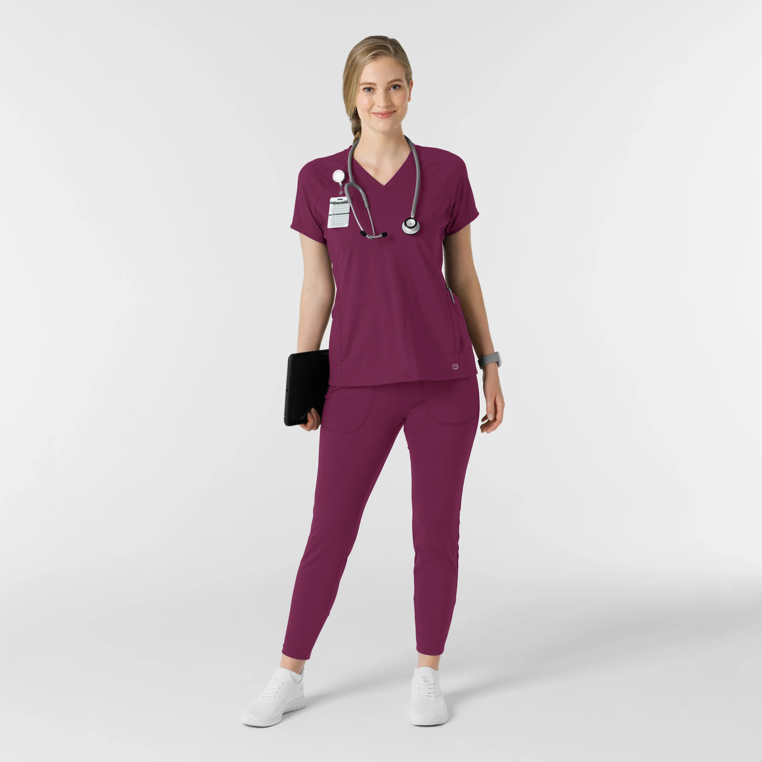 RENEW Knit Women's Track Scrub Pant - Wine - Image 3